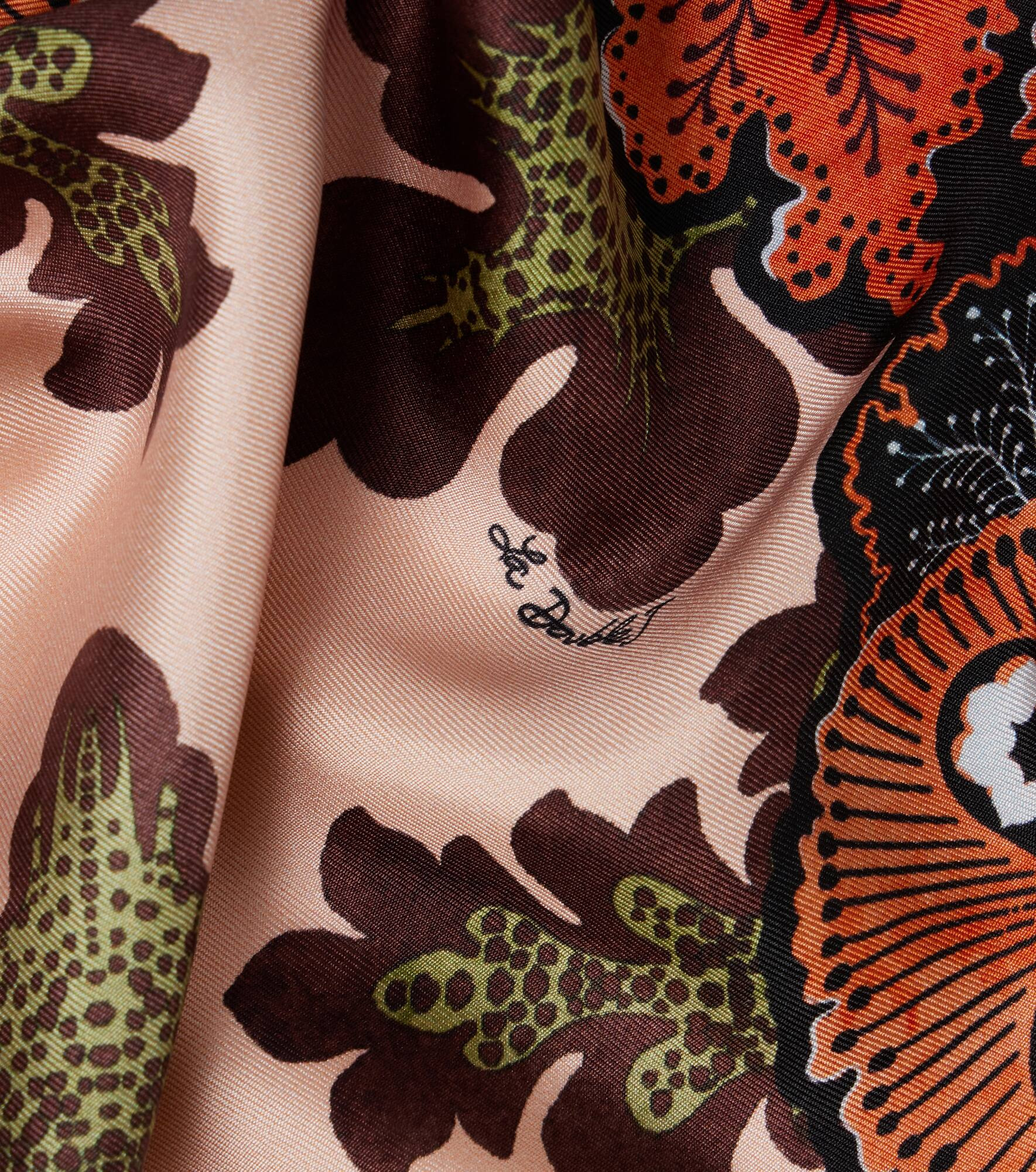 Fringed printed silk twill scarf - 4