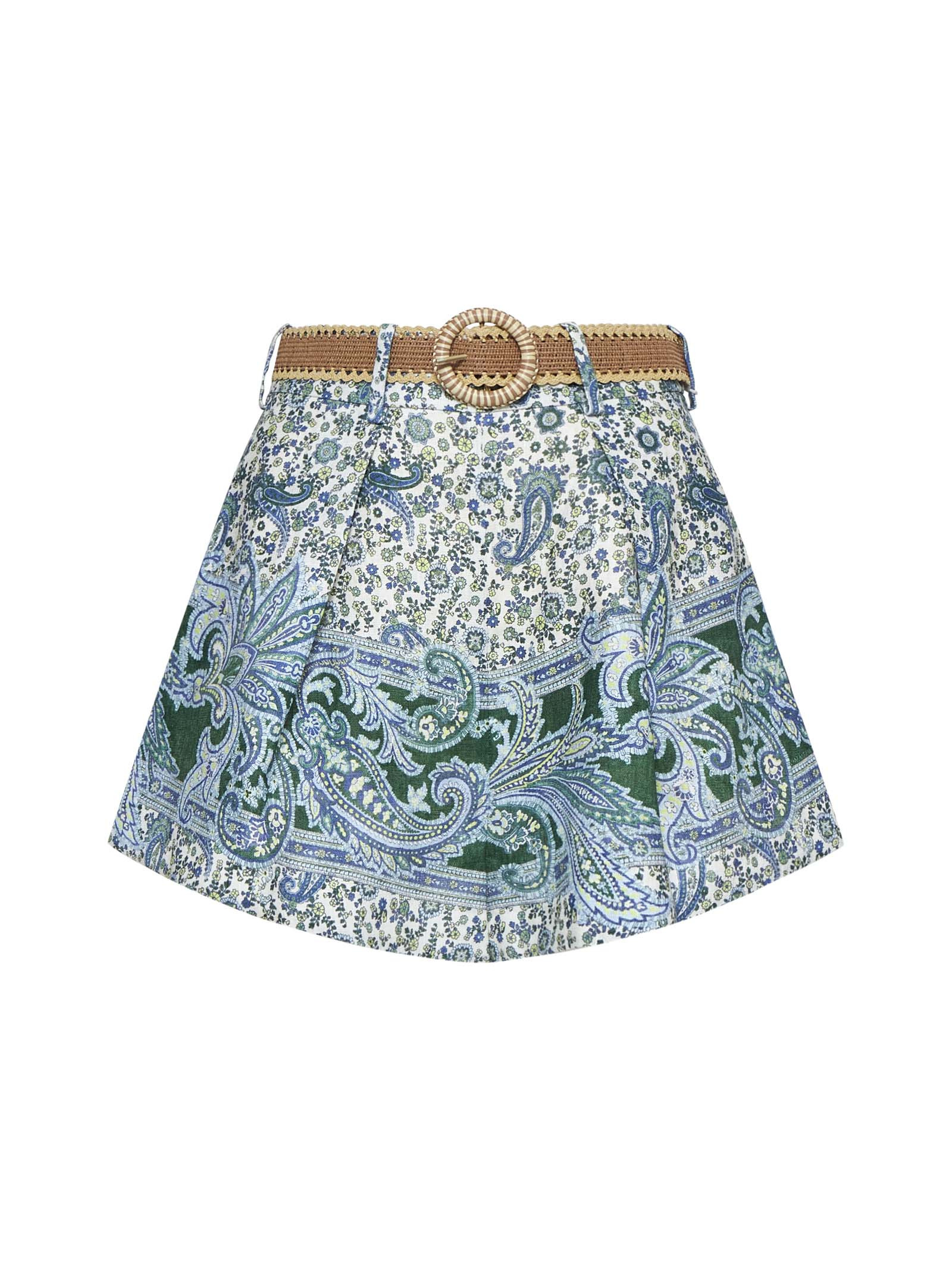 Ottie print linen tuck shorts - 1
