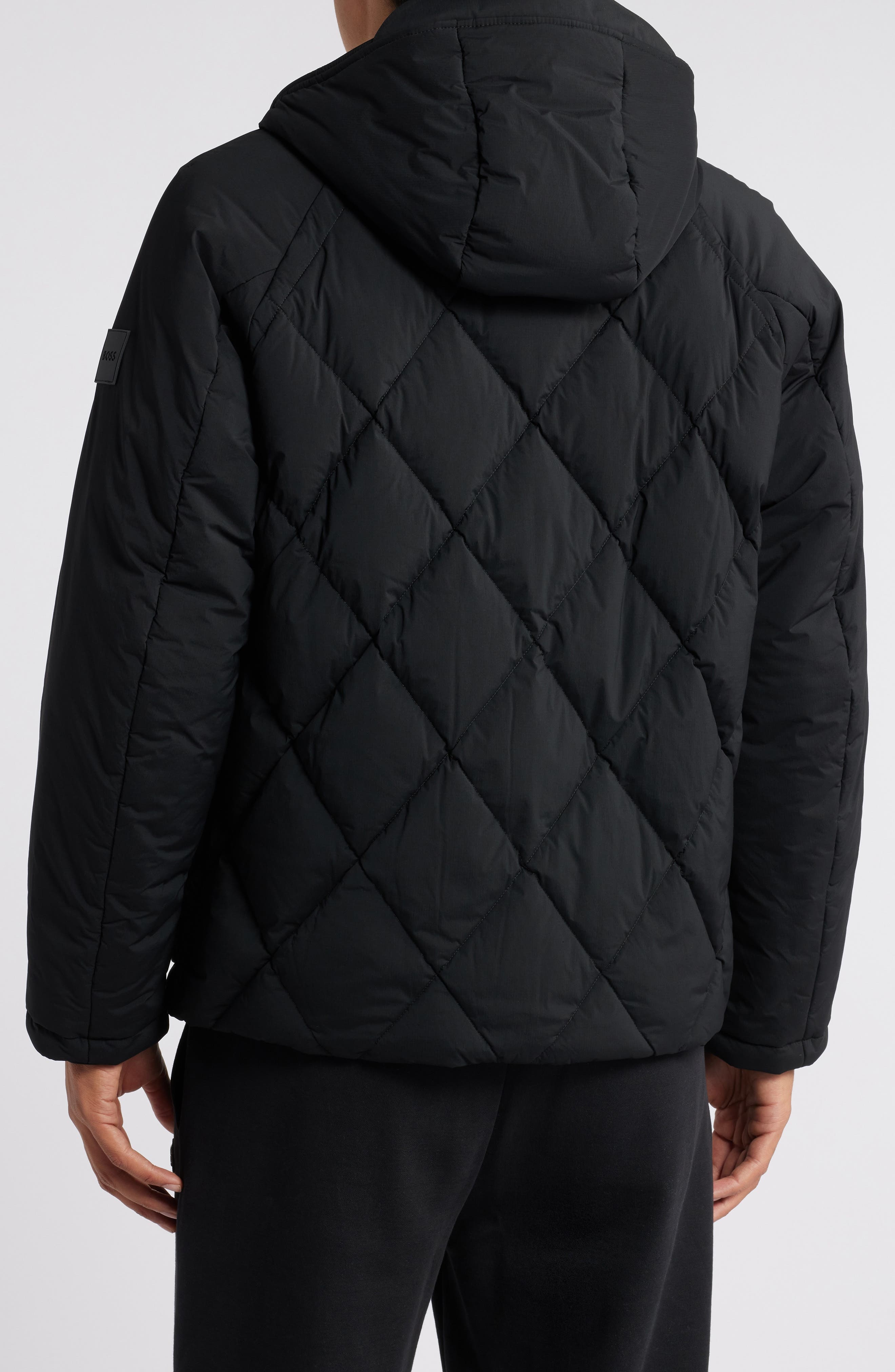 BOSS Cixus Quilted Hooded Down Coat in Black at Nordstrom - 2