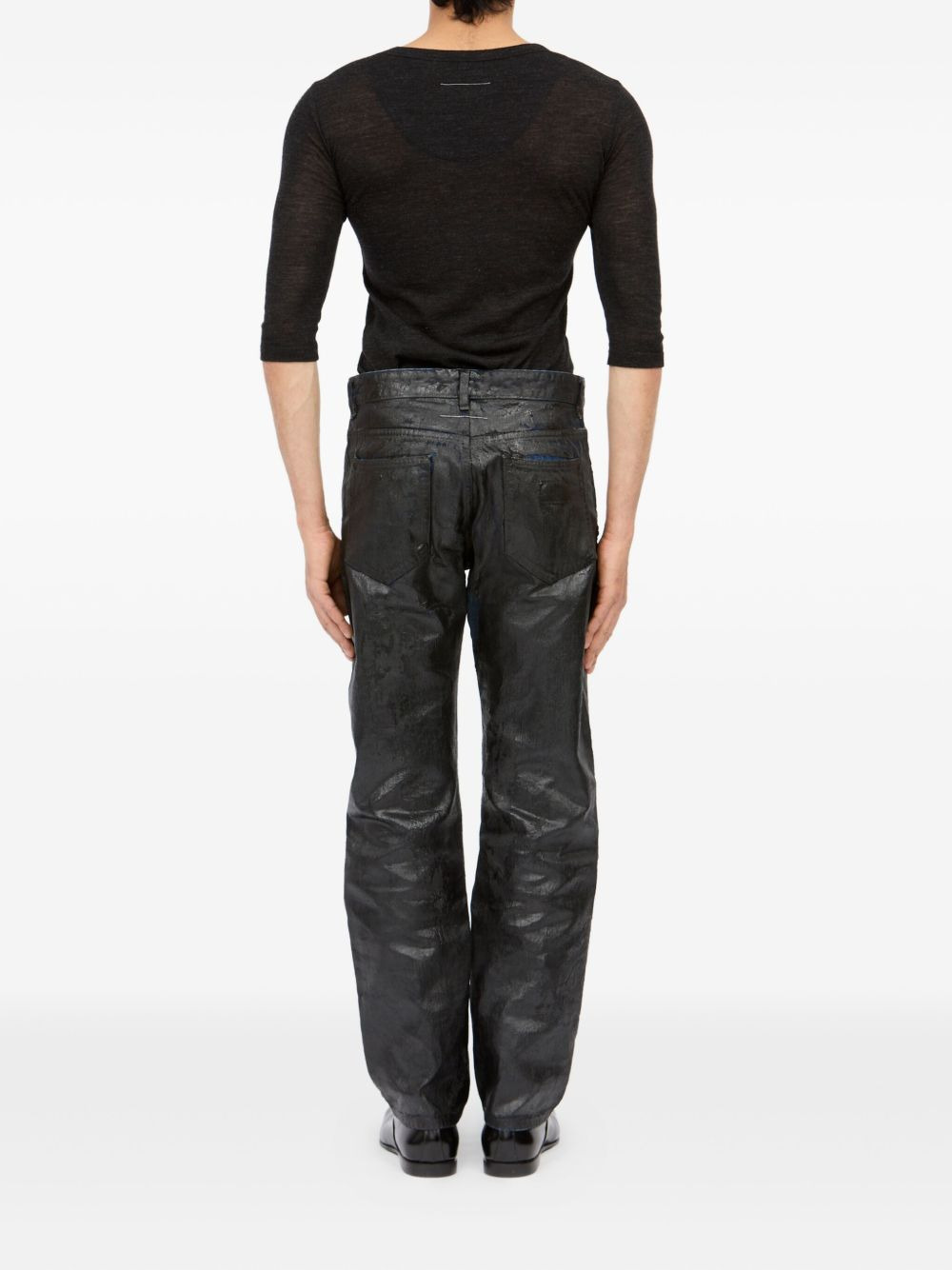 waxed-effect jeans - 6