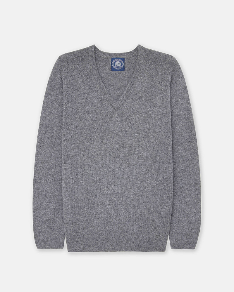 J. PRESS GREY MIX LAMBSWOOL V-NECK SWEATER outlook