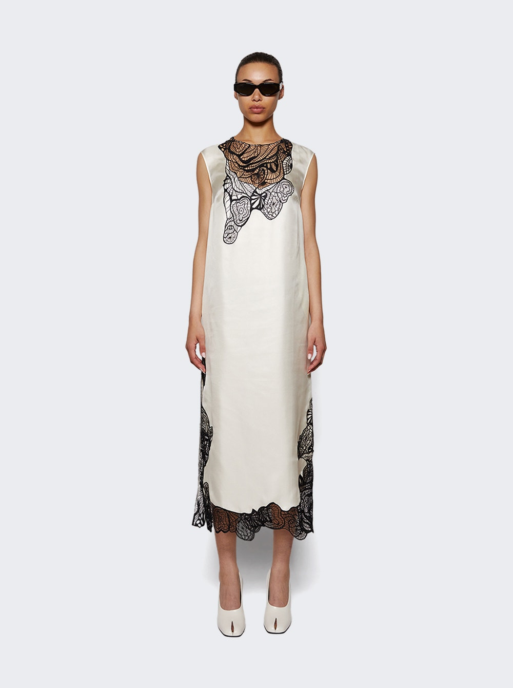Uma Sleeveless Long Dress Ivory And Black - 2