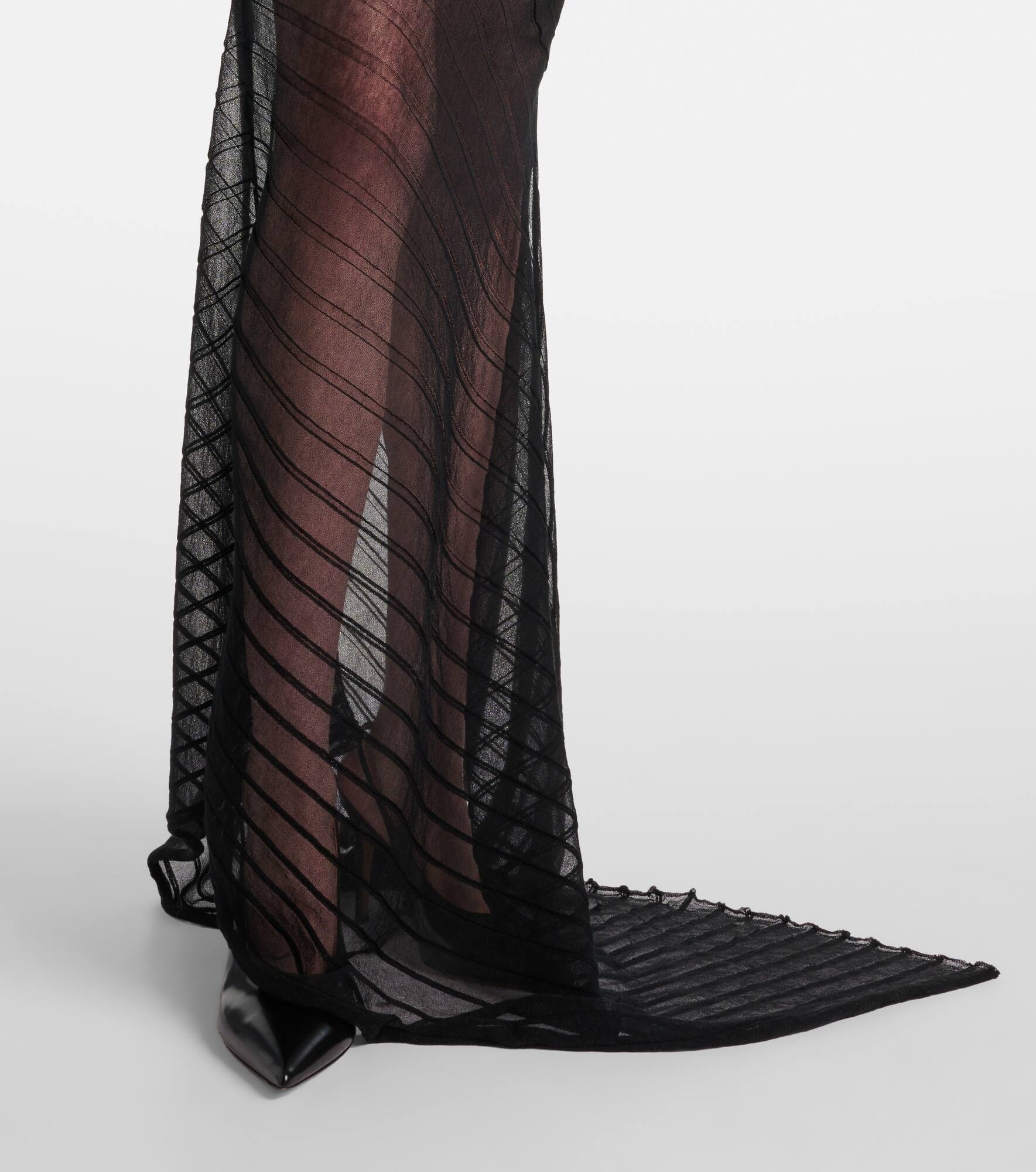 Gathered sheer tulle maxi dress - 6