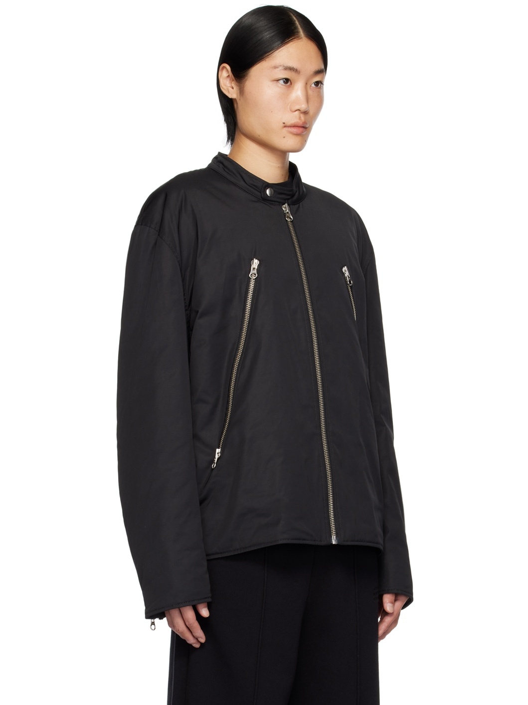 Black Hooded Bomber Jacket - 4