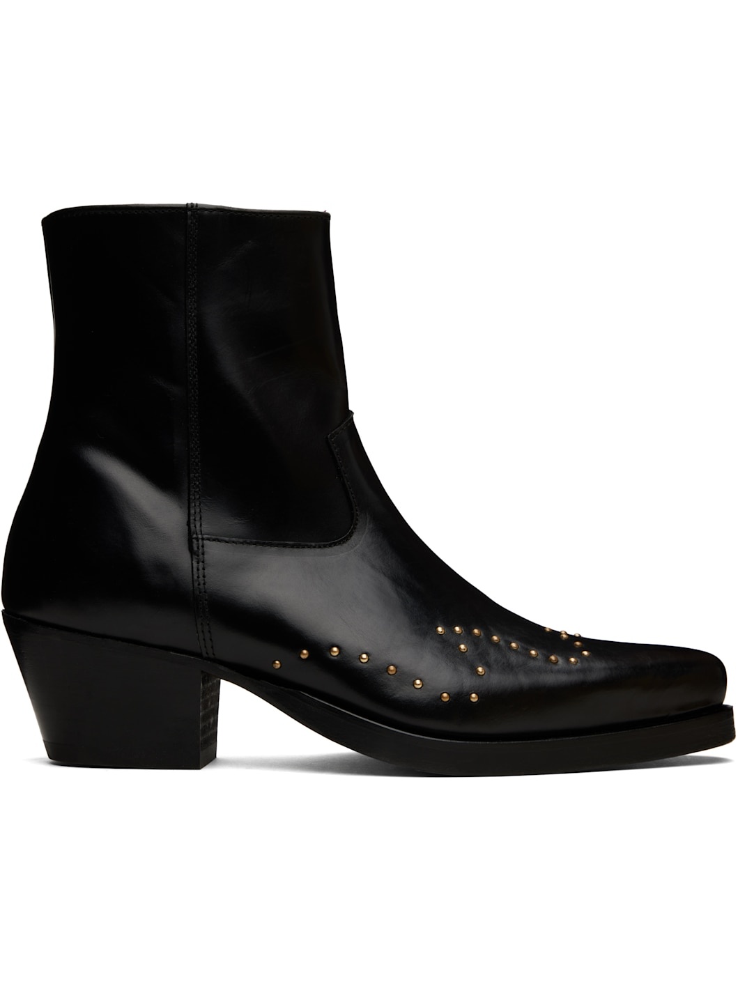 Black Studded Western Boots - 1