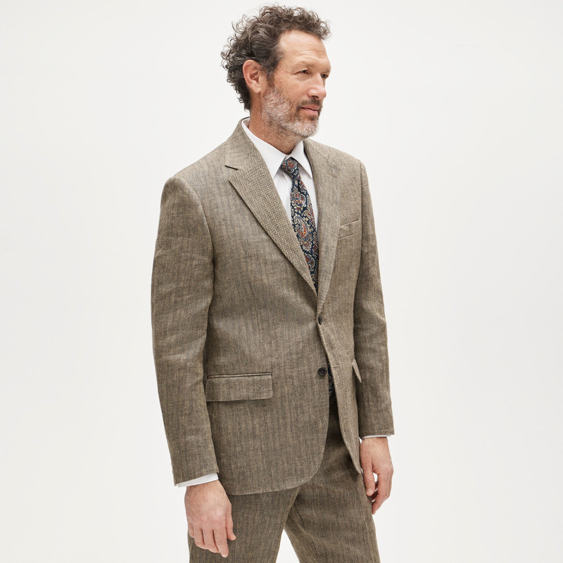 Crosby Classic-fit suit jacket in linen herringbone twill 4