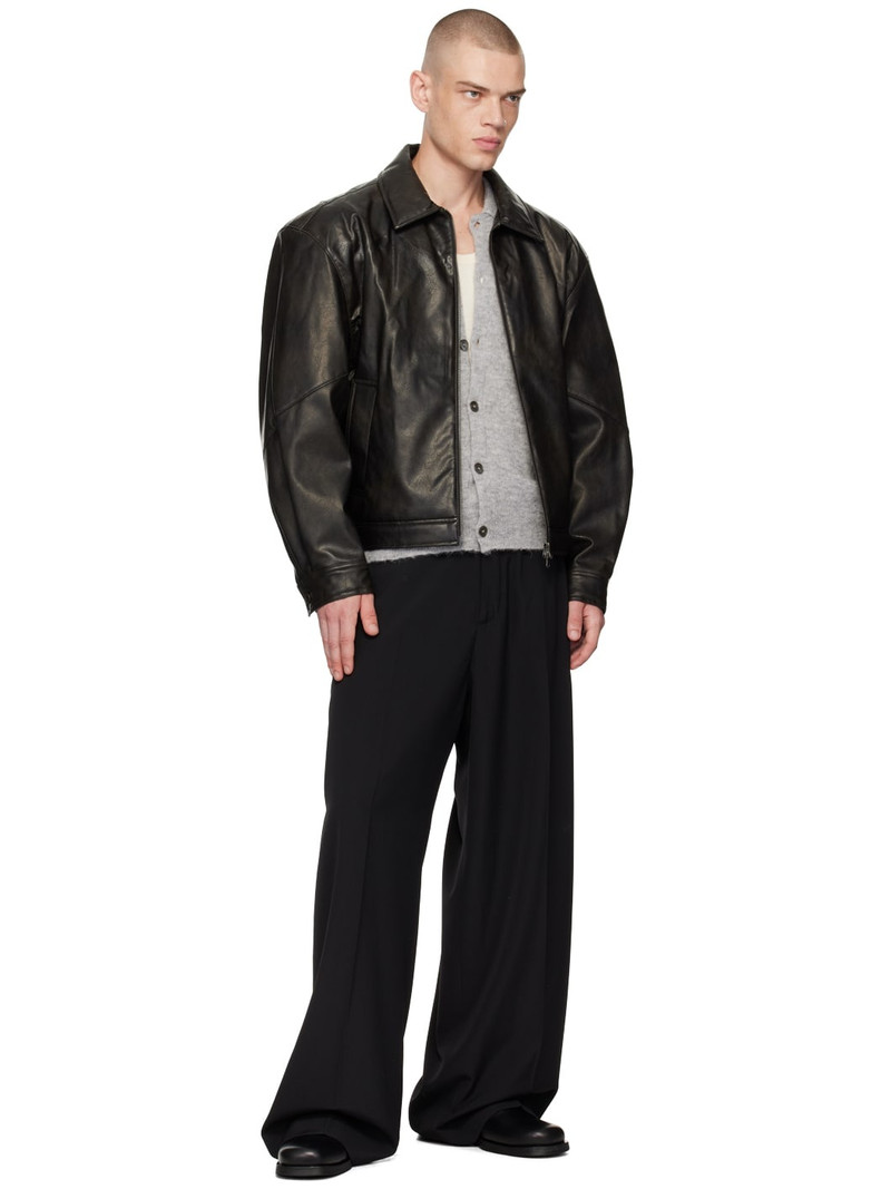 AMOMENTO Black Padded Faux-Leather Jacket outlook