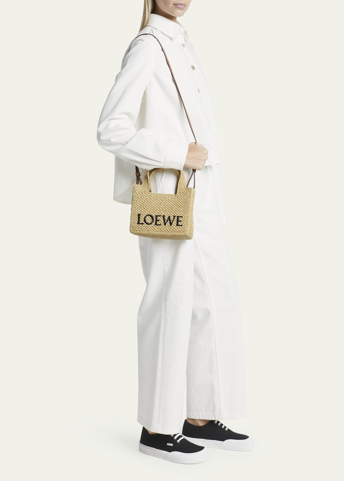 x Paula’s Ibiza Font Logo Mini Tote Bag in Raffia - 5