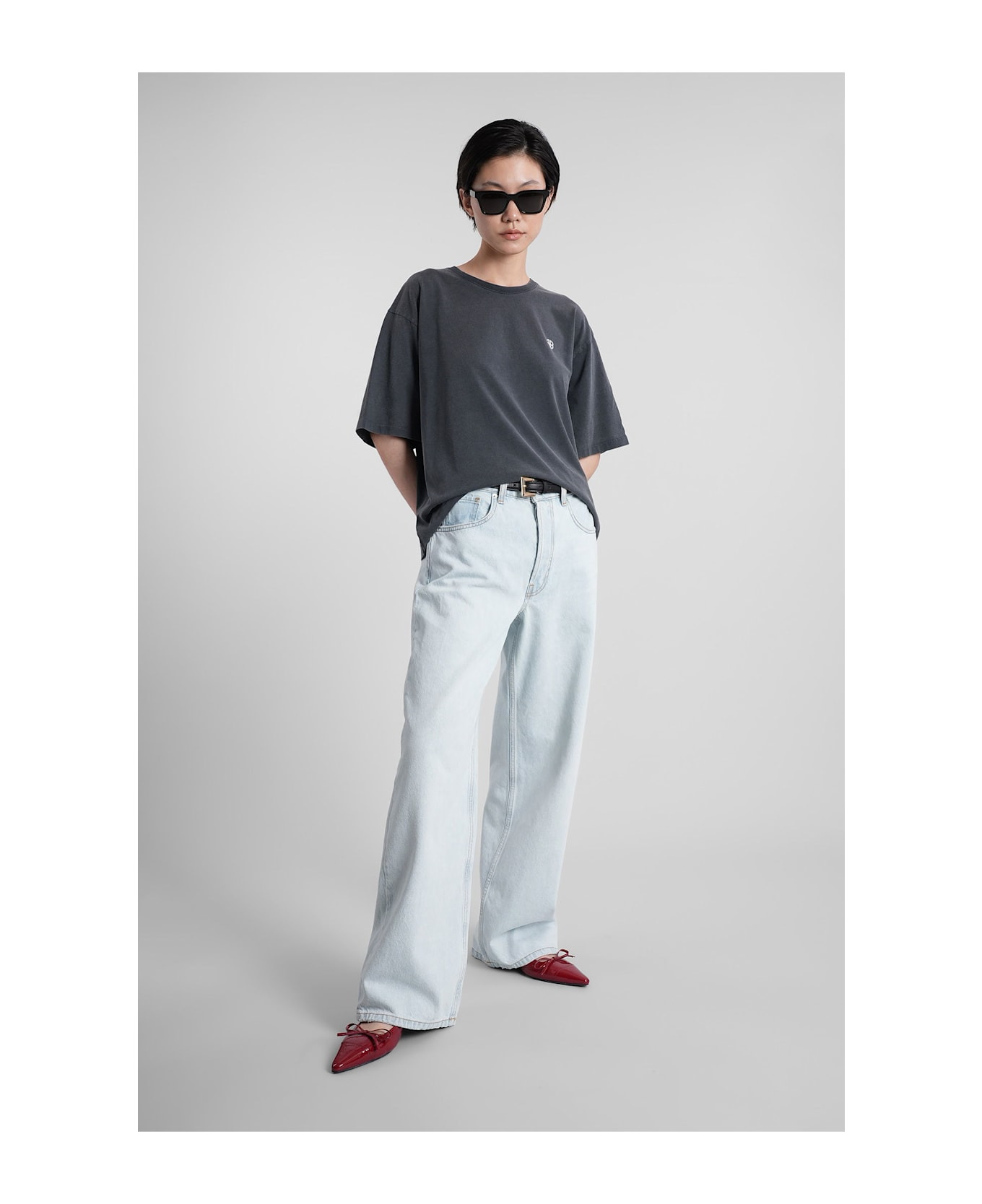 Manon Jeans In Cyan Cotton - 2