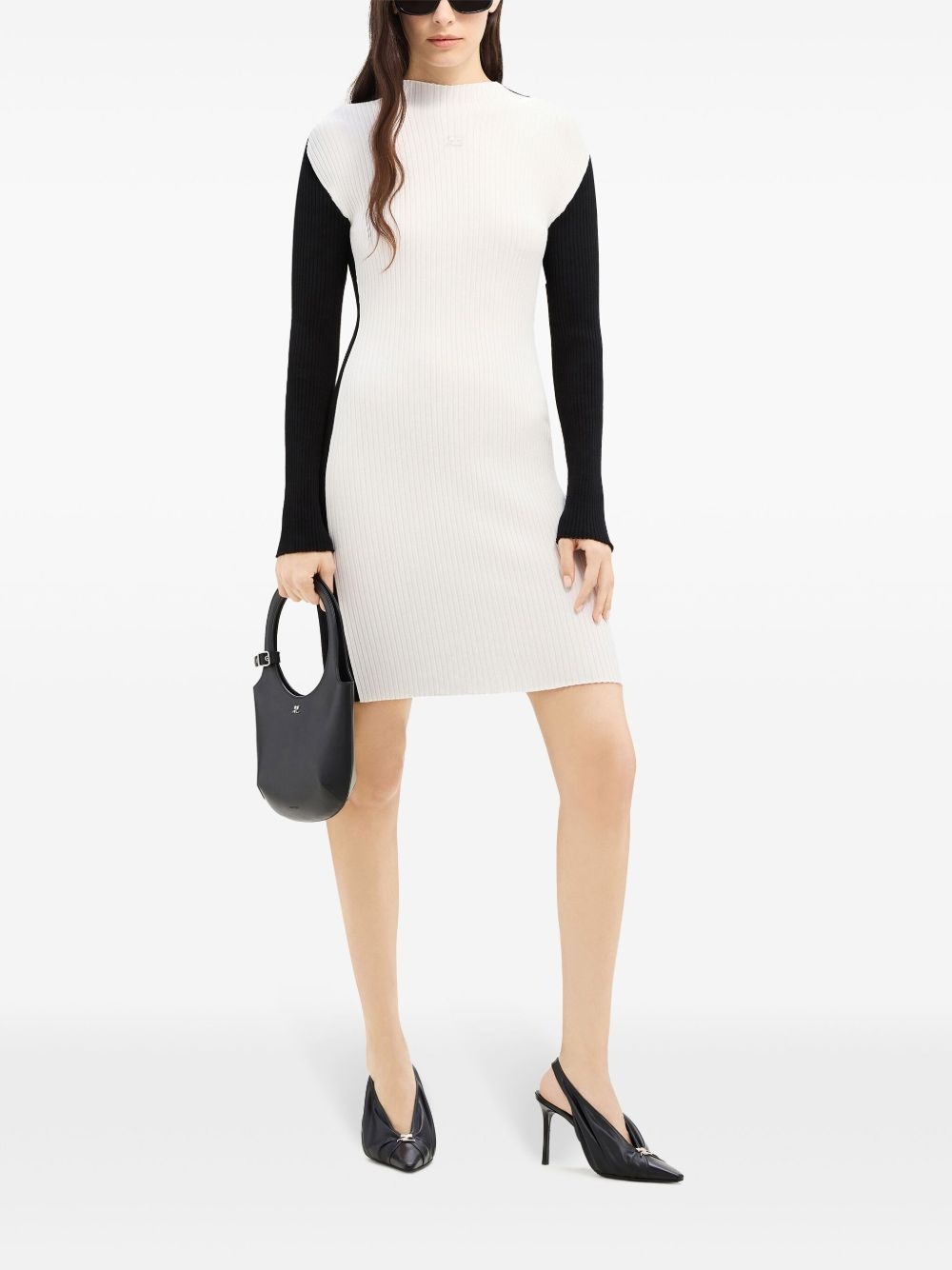 contrast-frame ribbed-knit mini dress - 2