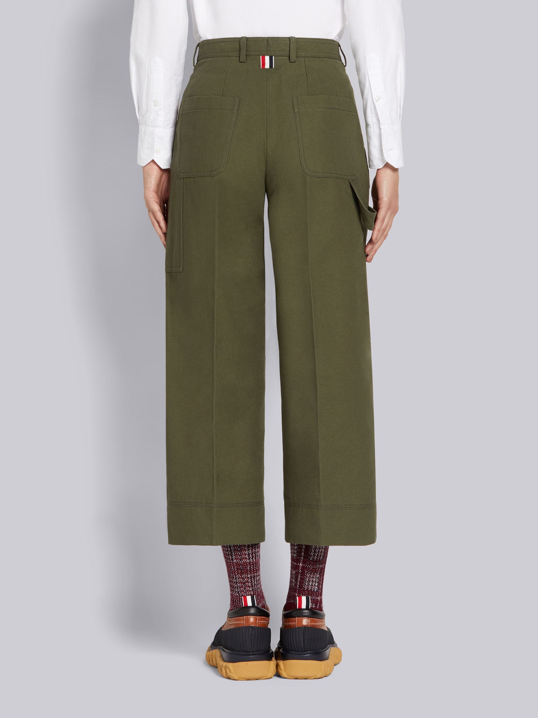 Dark Green Washed Cotton Canvas Utility Trouser - 3