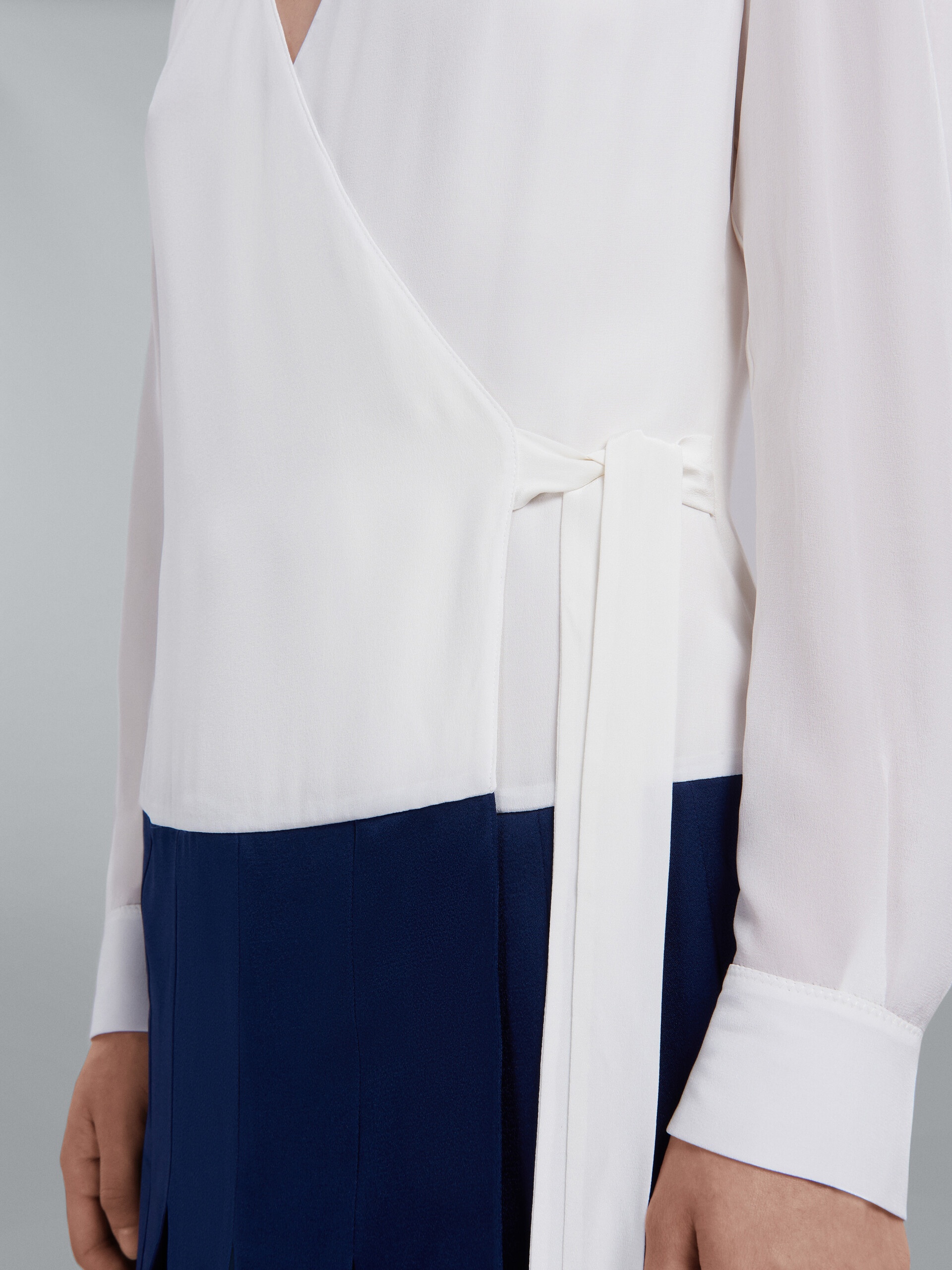 WHITE SILK WRAP DRESS - 5