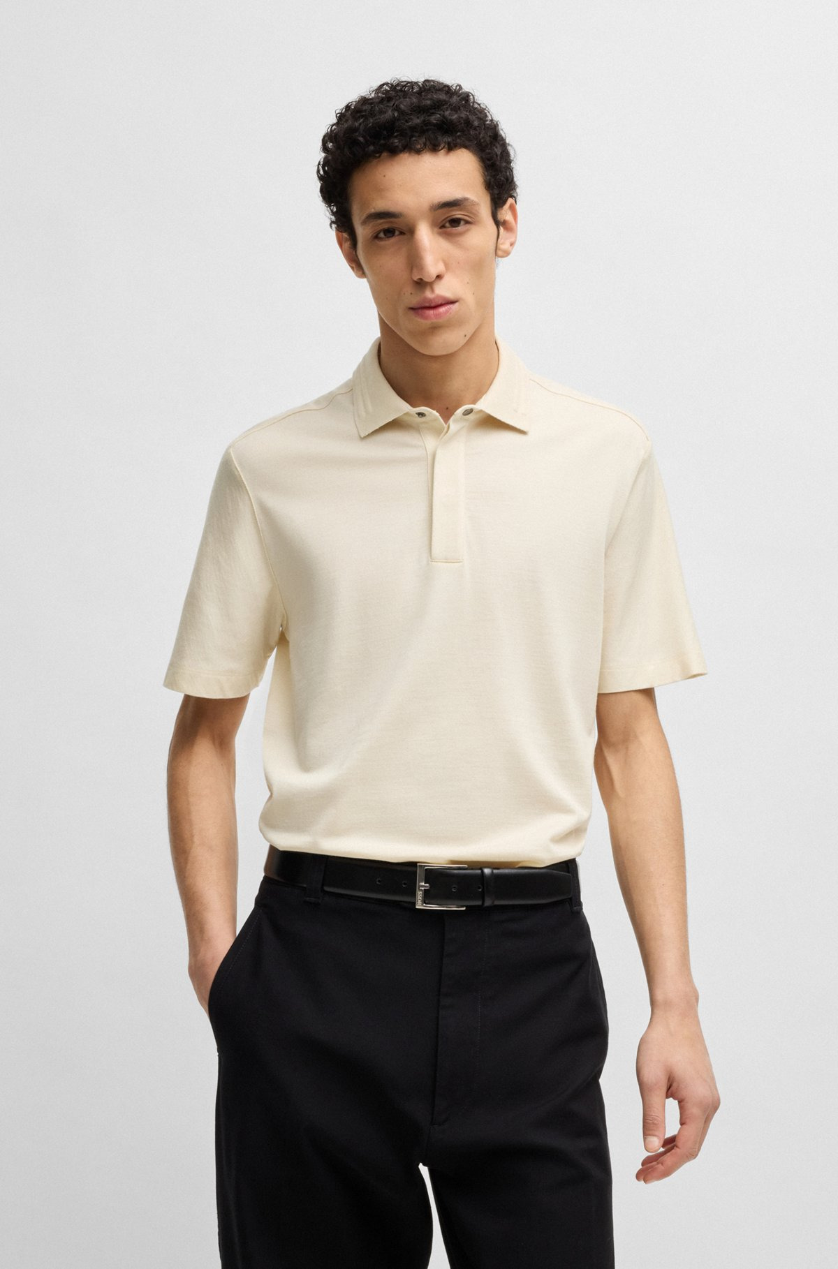 REGULAR-FIT POLO SHIRT IN BRUSHED FLANNEL - 2