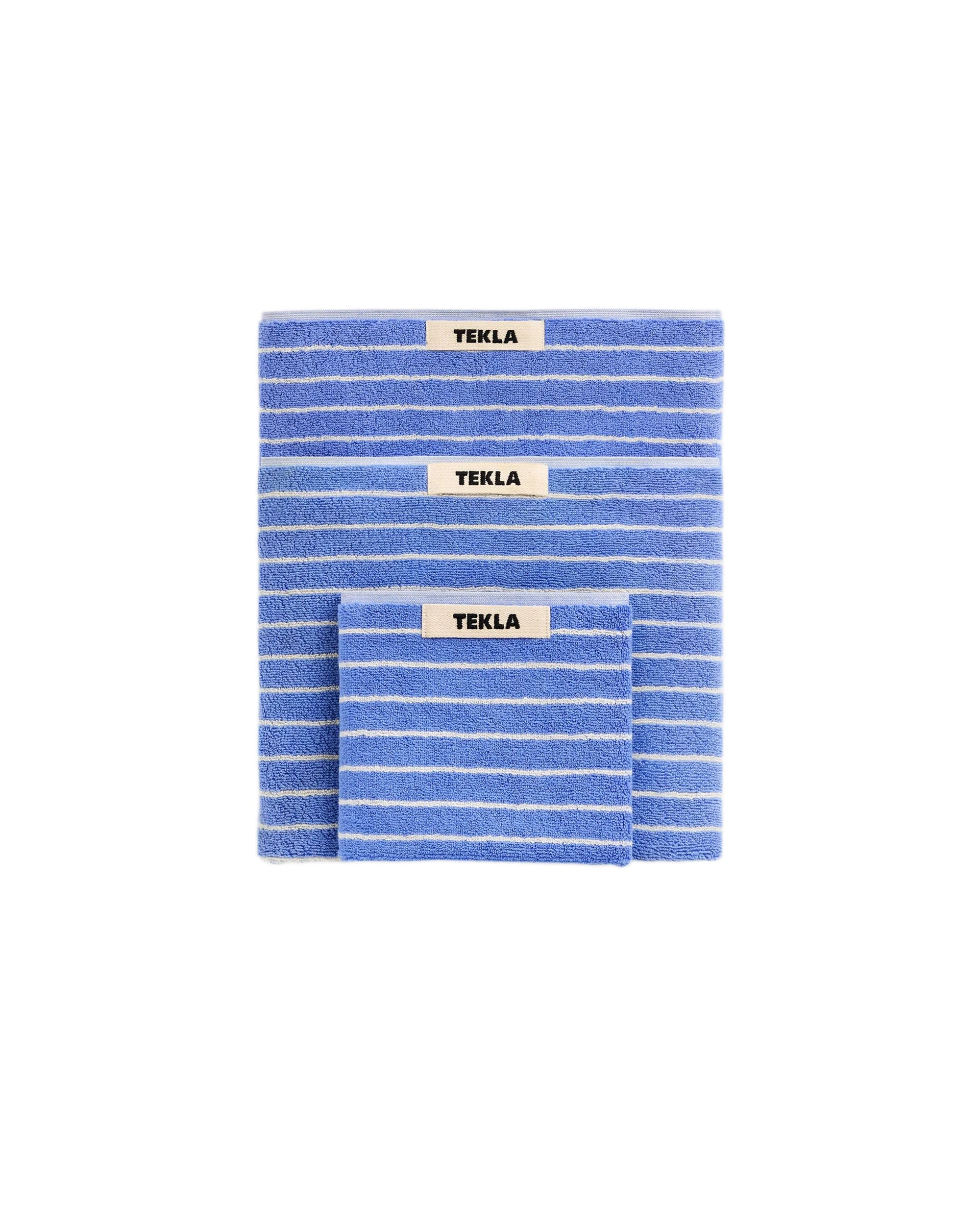 Tekla Terry Bath Towel Clear Blue Stripes - 1