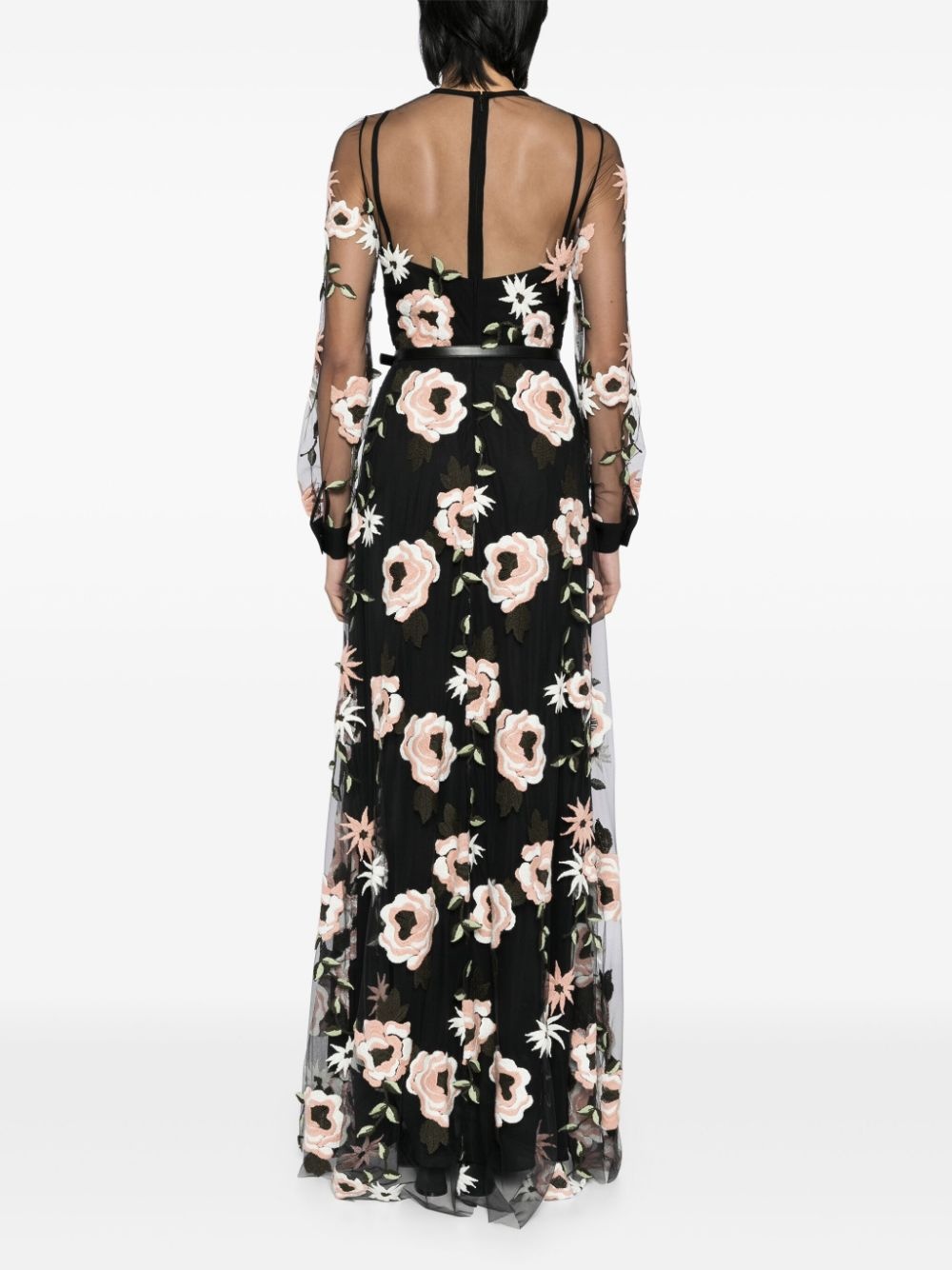 floral-embroidered tulle dress - 4