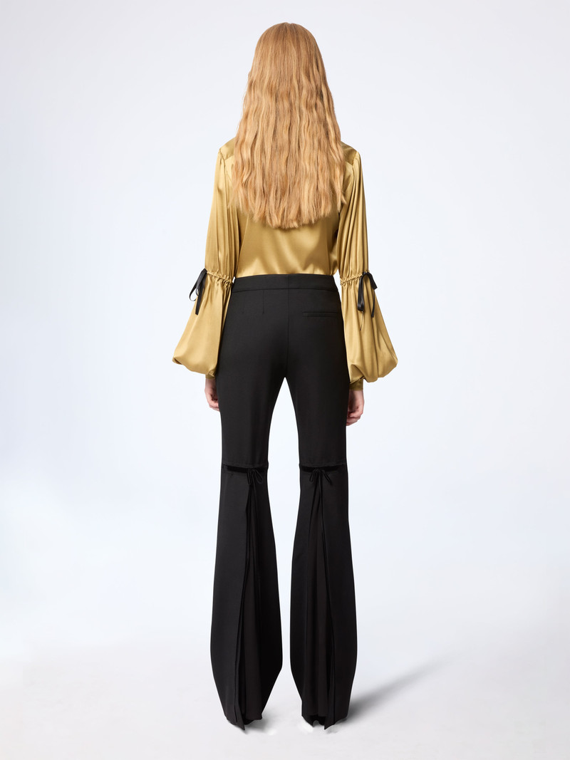 Flared Wool Gabardine Pants With Bow Detail 4