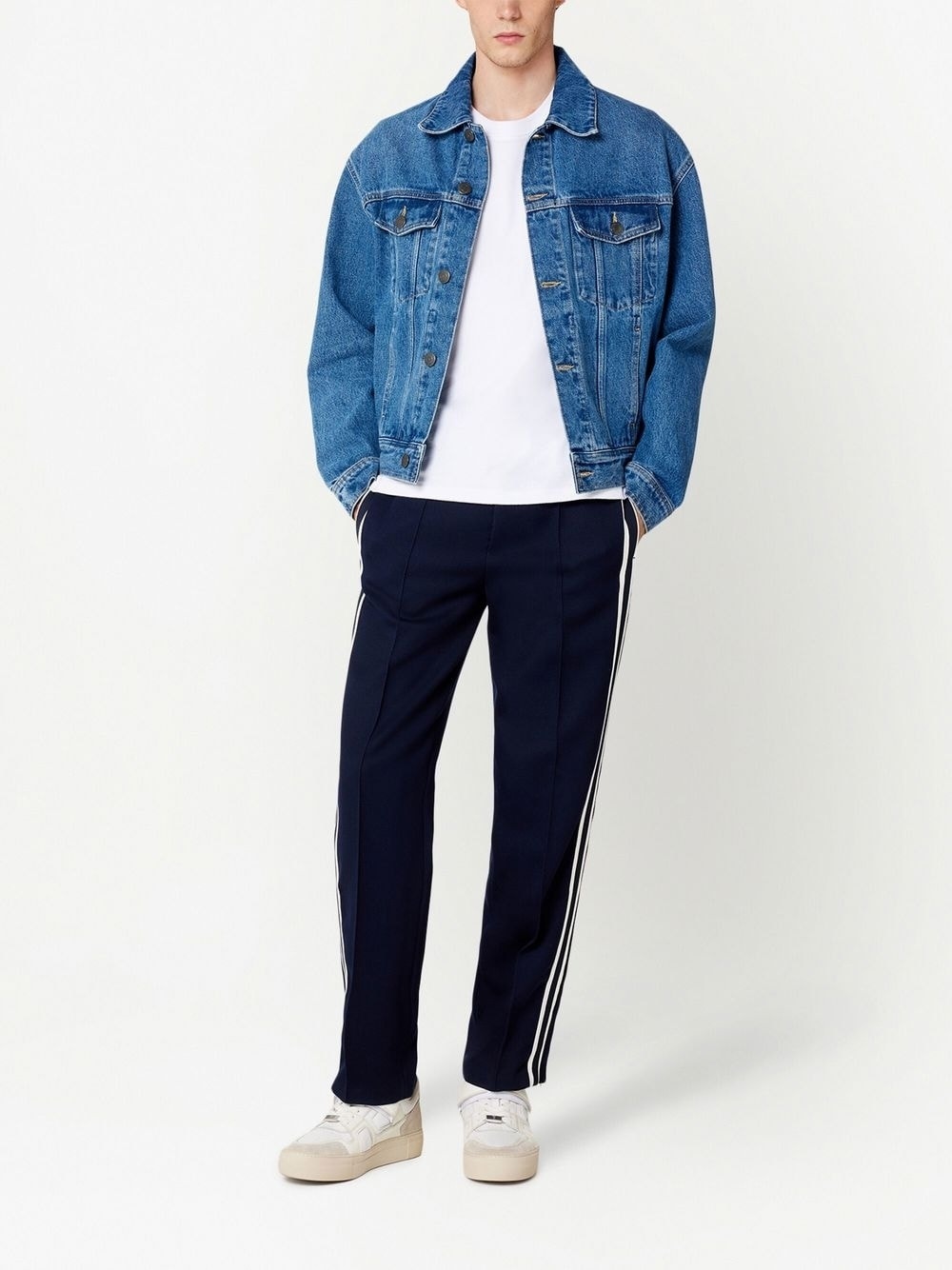 stripe-detail straight-leg trousers - 2