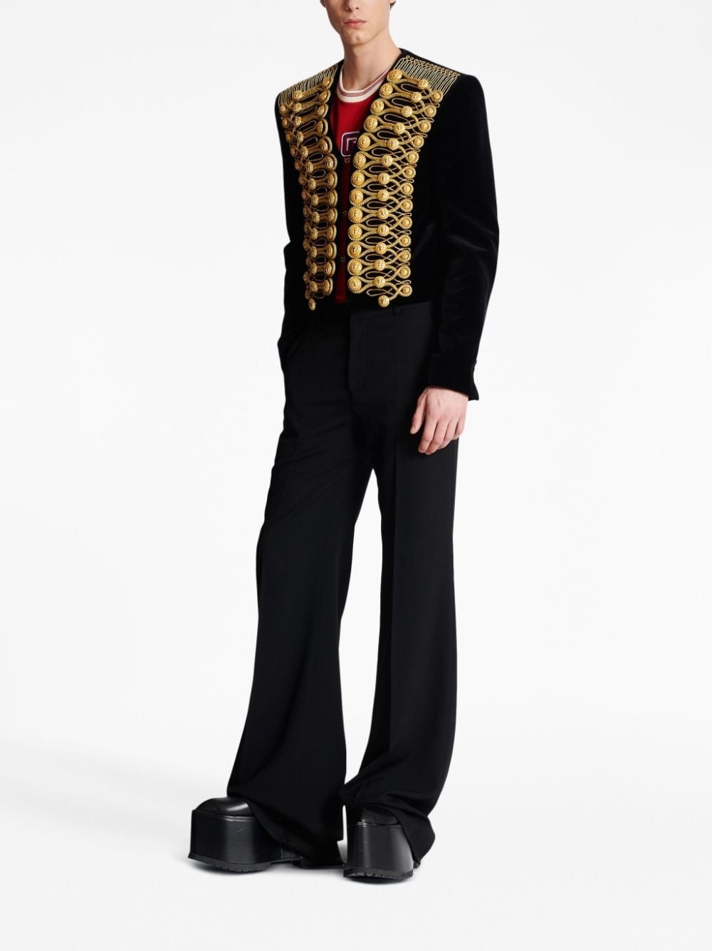 fully-embroidered velvet jacket - 2