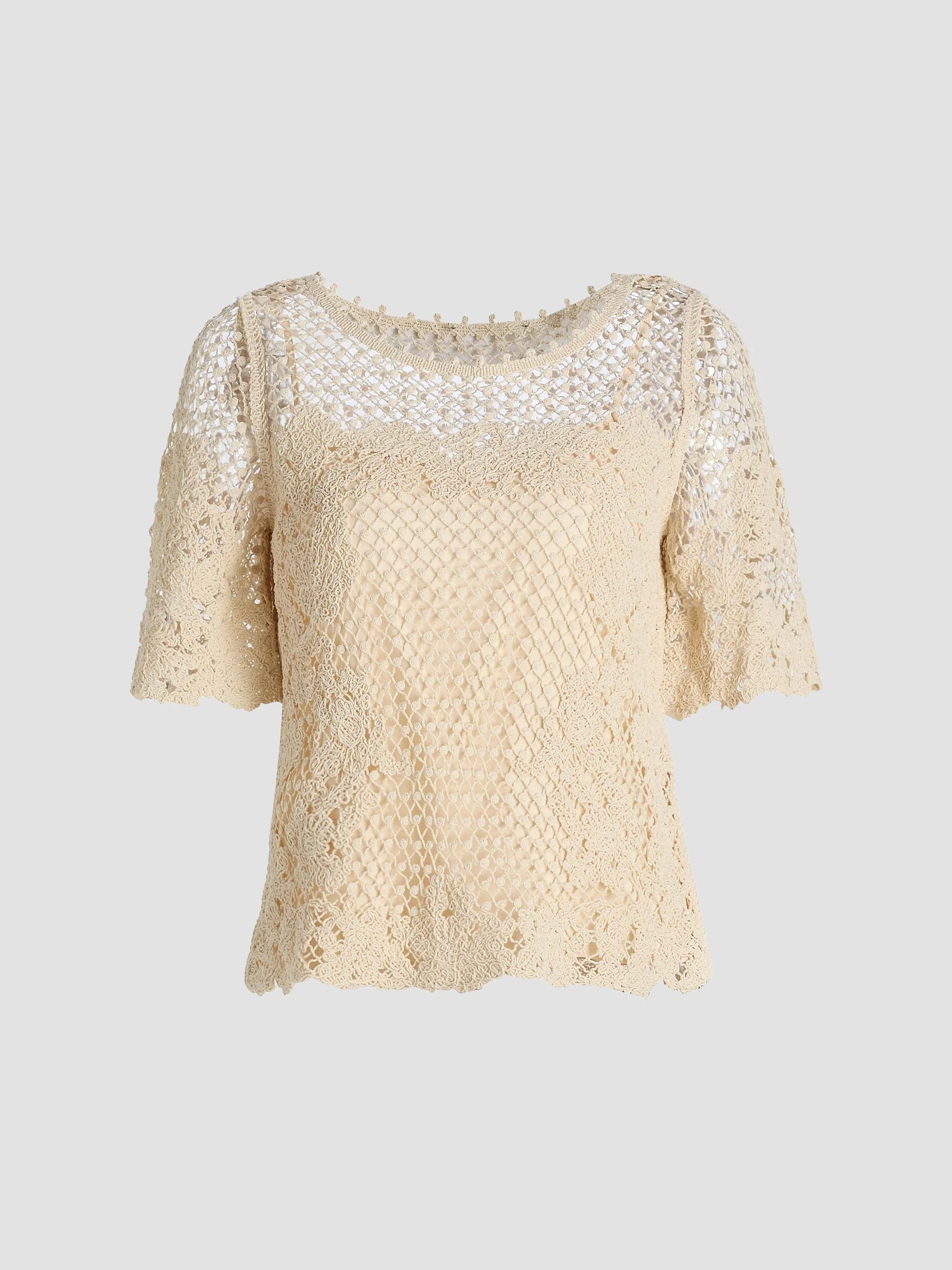 Women's Magnolia Crochet Blouse - Ecru - 1