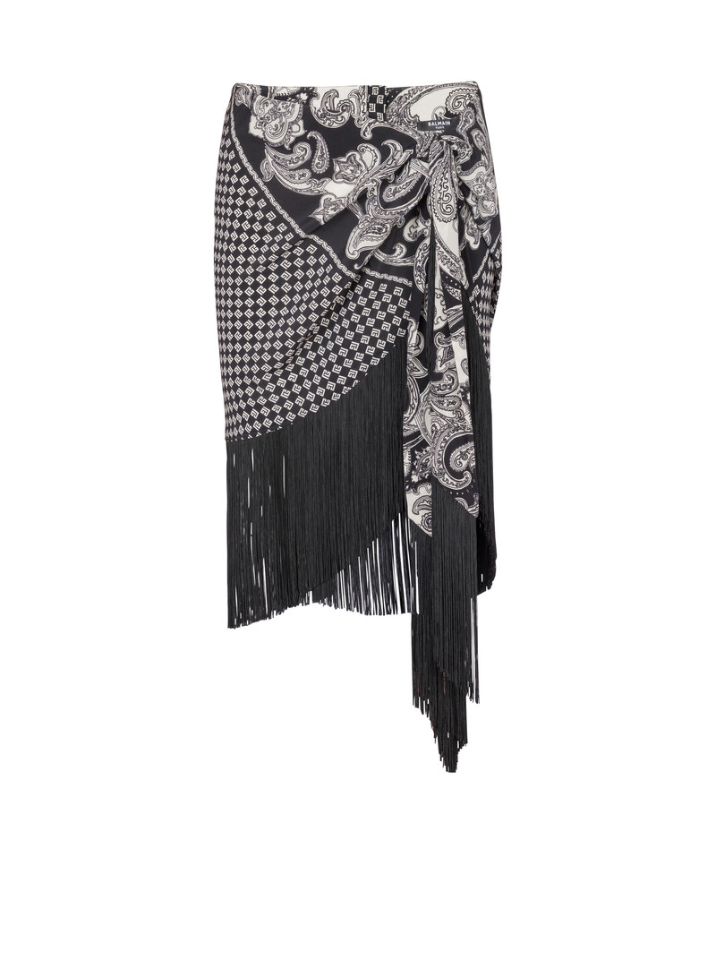 Fringed silk scarf skirt 1