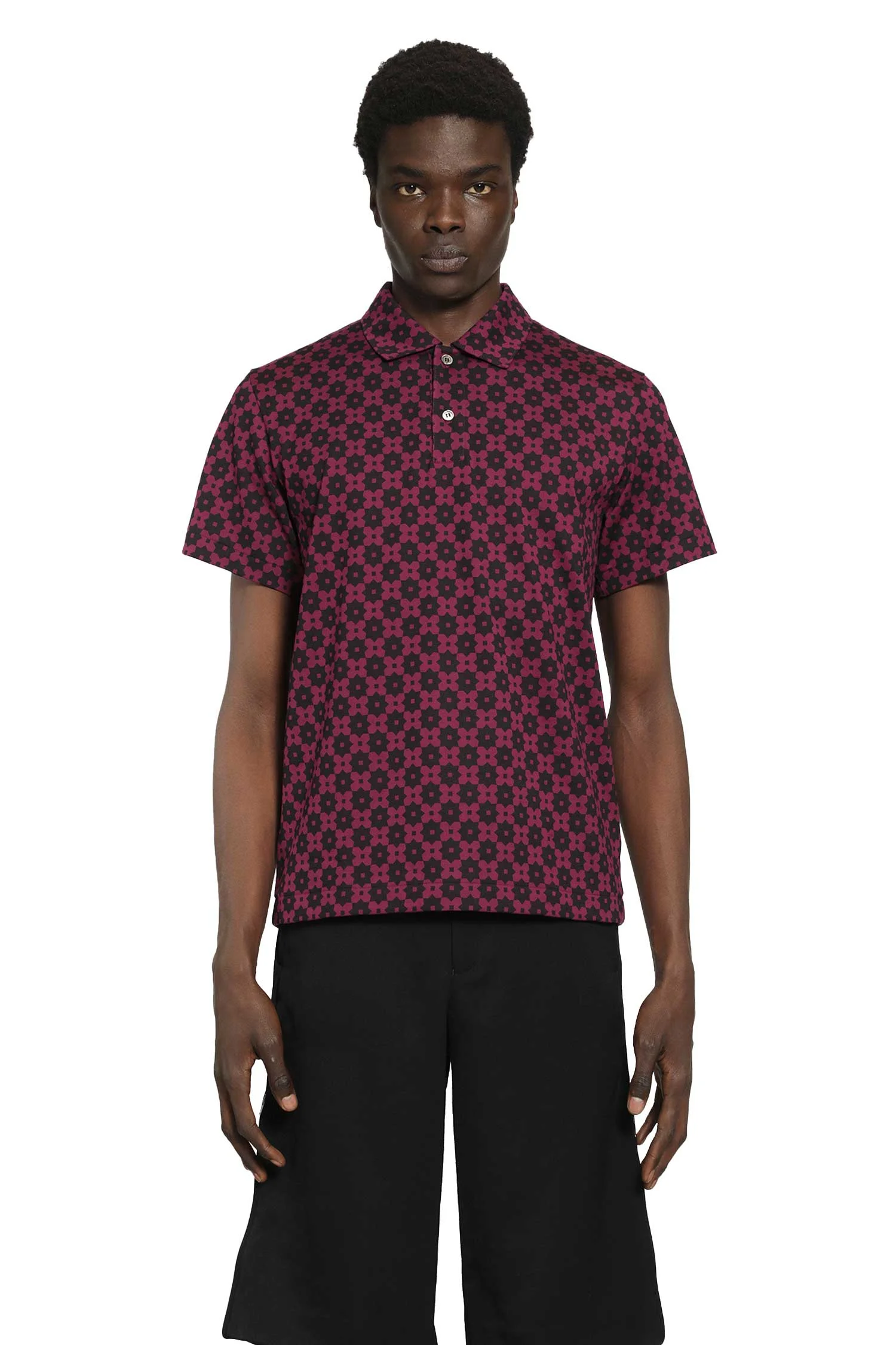 Floral Graphic Print Polo Shirt - 1