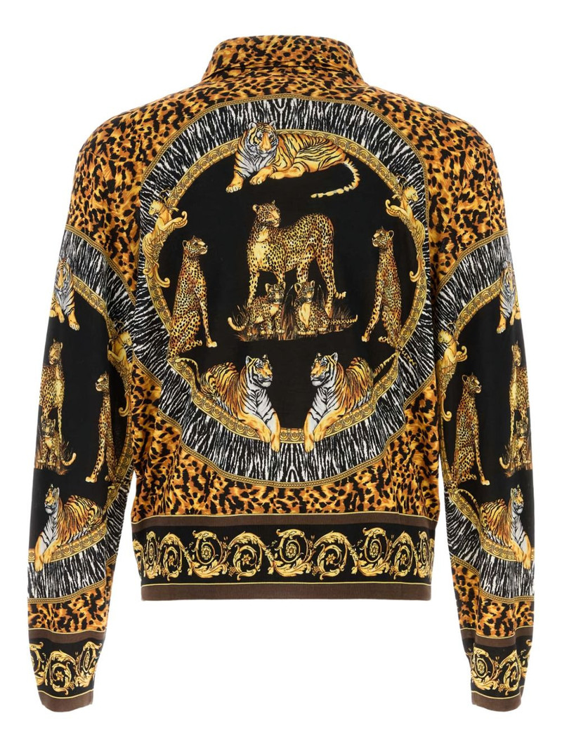 VERSACE wild cats printed silk knit shirt outlook