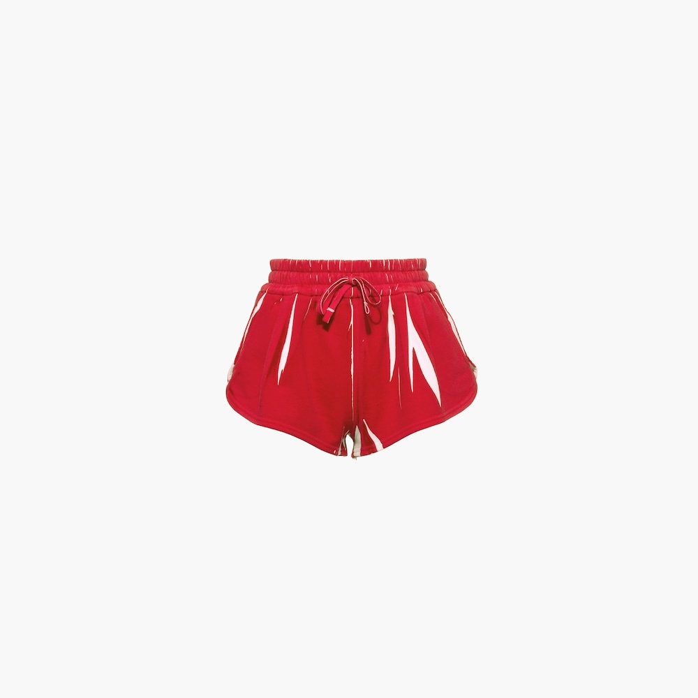 Printed cotton fleece shorts with logo - 1
