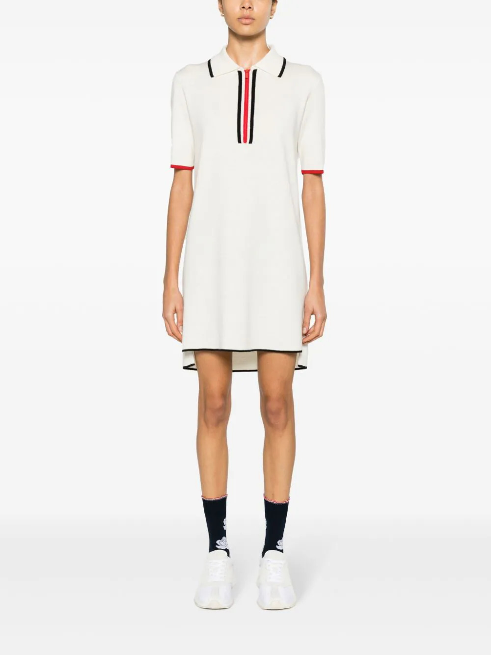 Merino Wool Milano Stitch Zip Up Polo Dress - 2