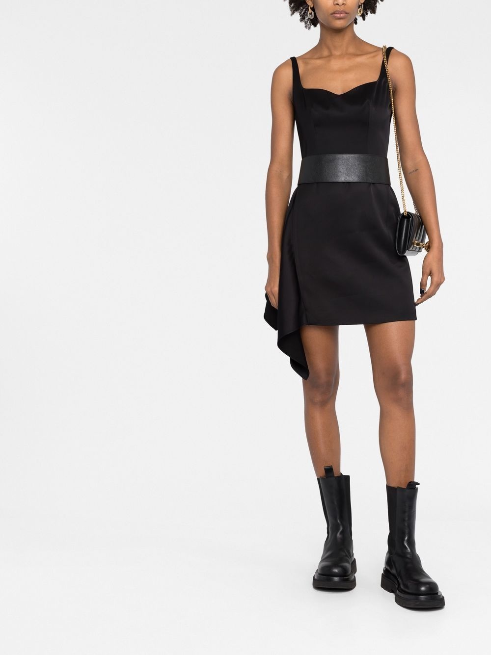 sweetheart-neck belted dress - 2