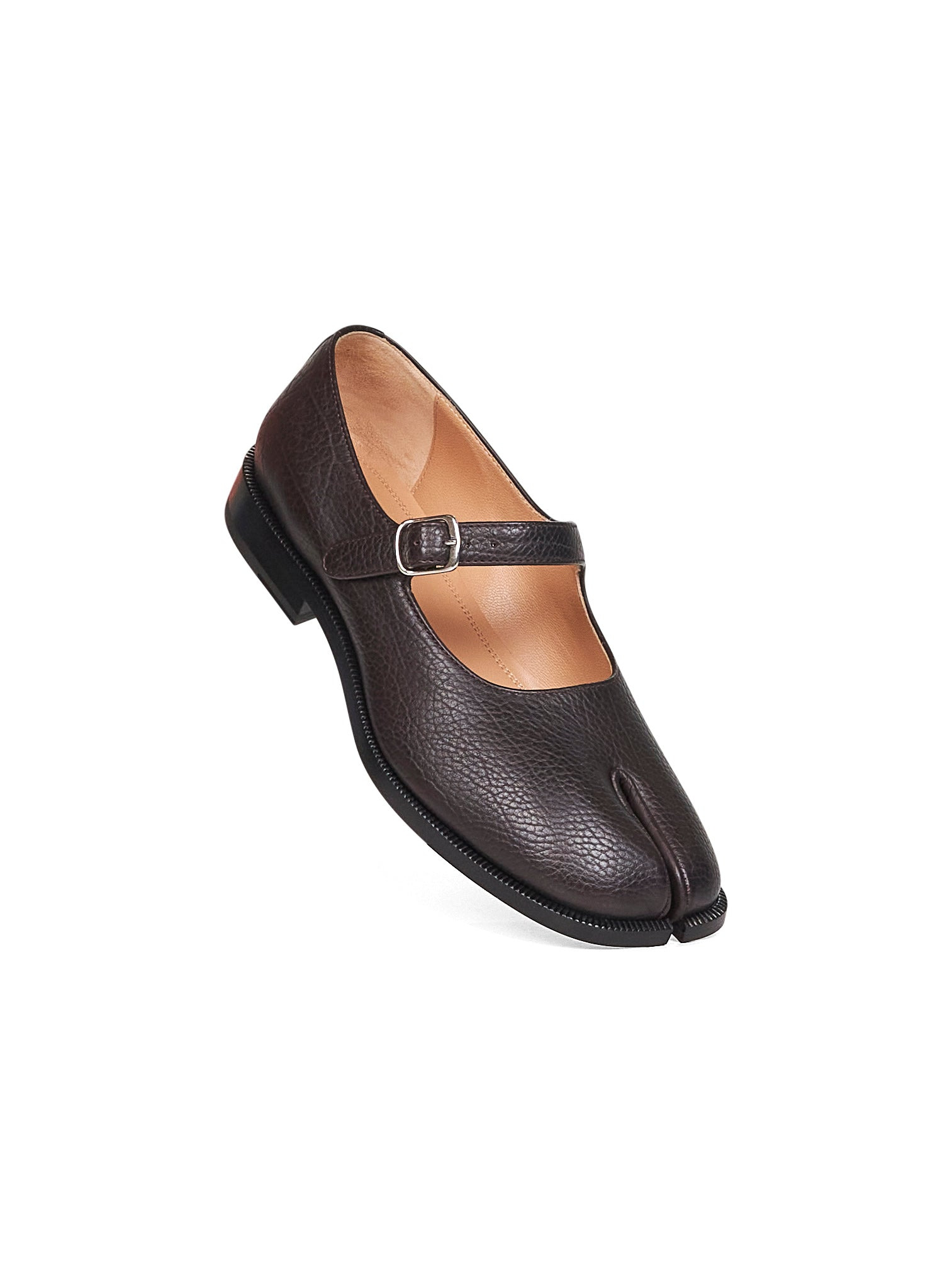 Burgundy leather Tabi Mary-Jane shoes - 4