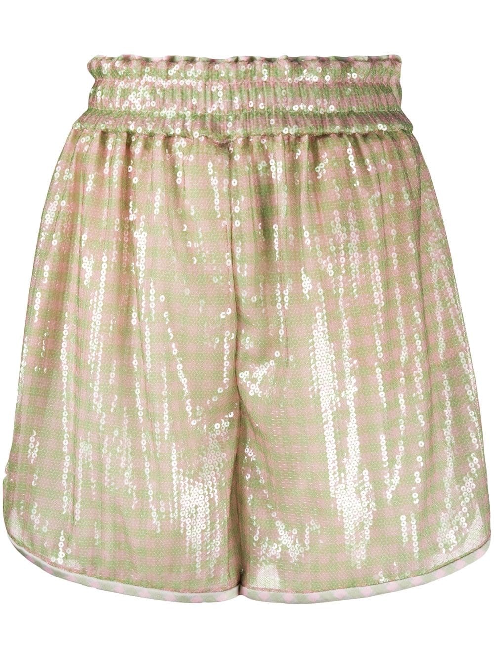 sequin embroidered striped shorts - 1