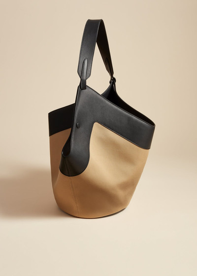 KHAITE The Medium Lotus Tote in Honey and Black Leather outlook