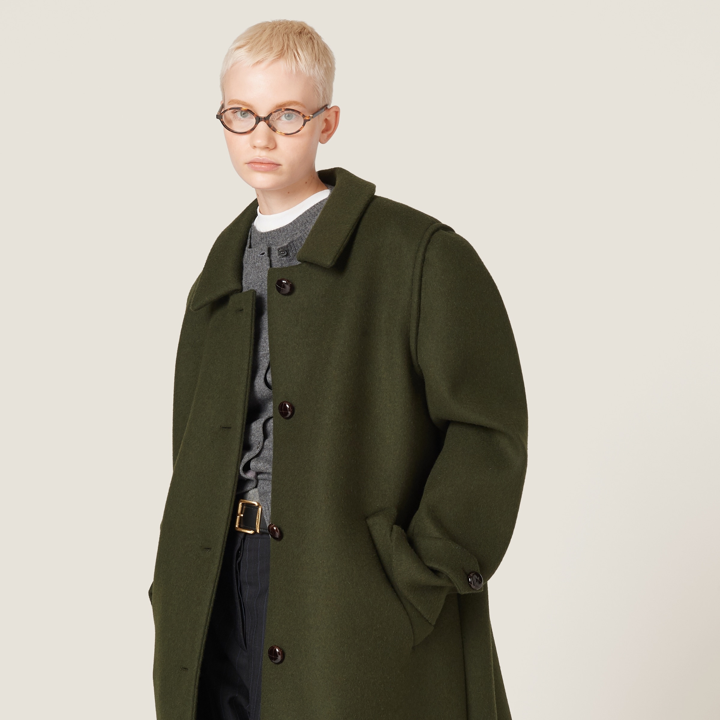 Single-breasted loden cloth coat - 4