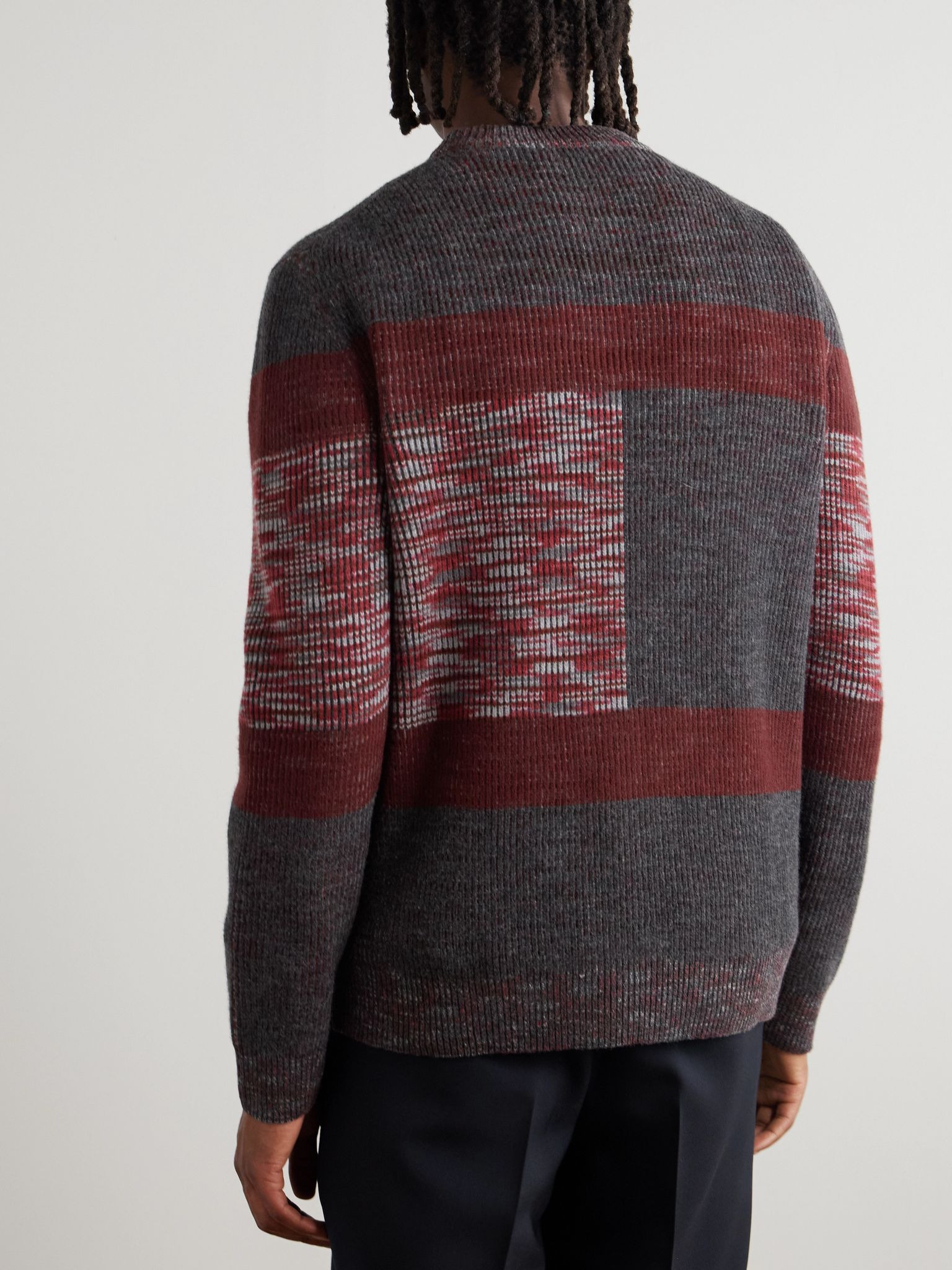 Space-Dyed Ribbed Wool Sweater Gray - 4
