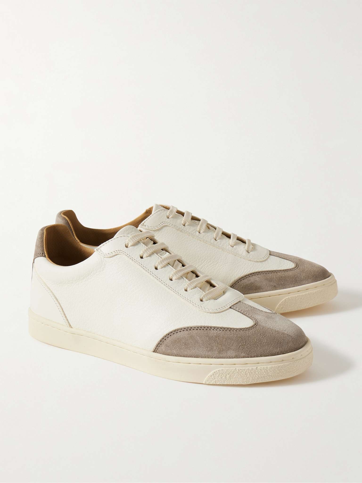 Suede-Trimmed Leather Sneakers - 4