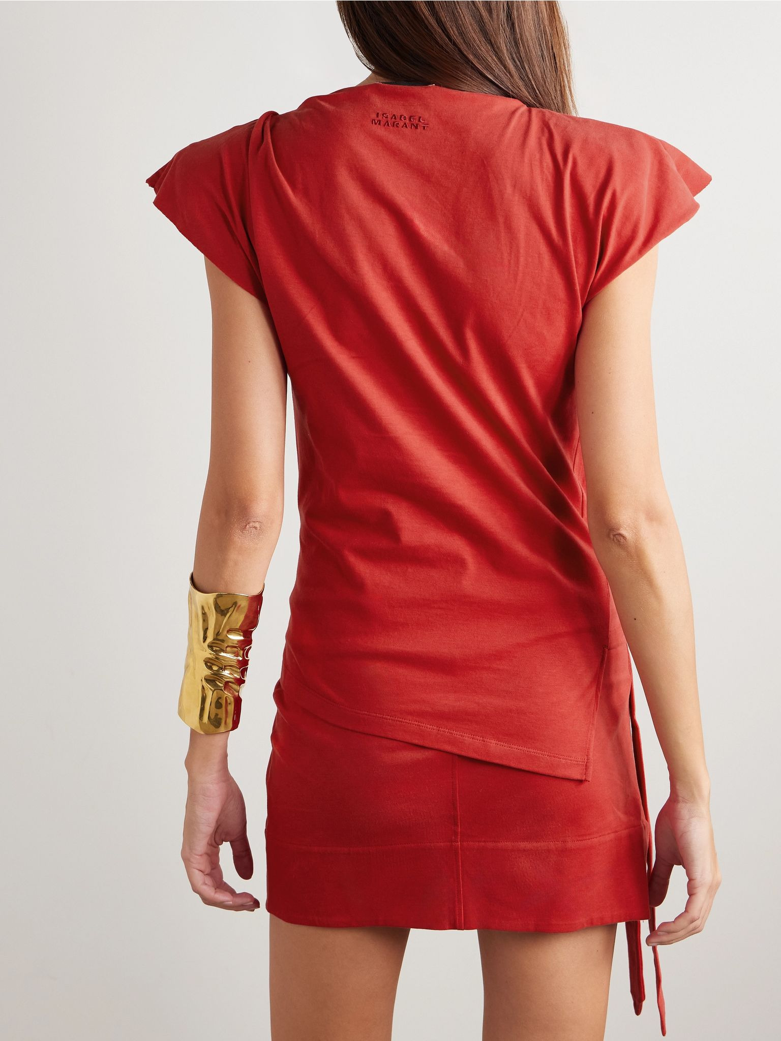 Sebani asymmetric cotton-jersey T-shirt Red - 3