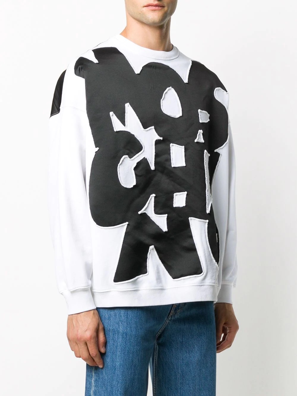 contrasting logo-patch sweatshirt - 3