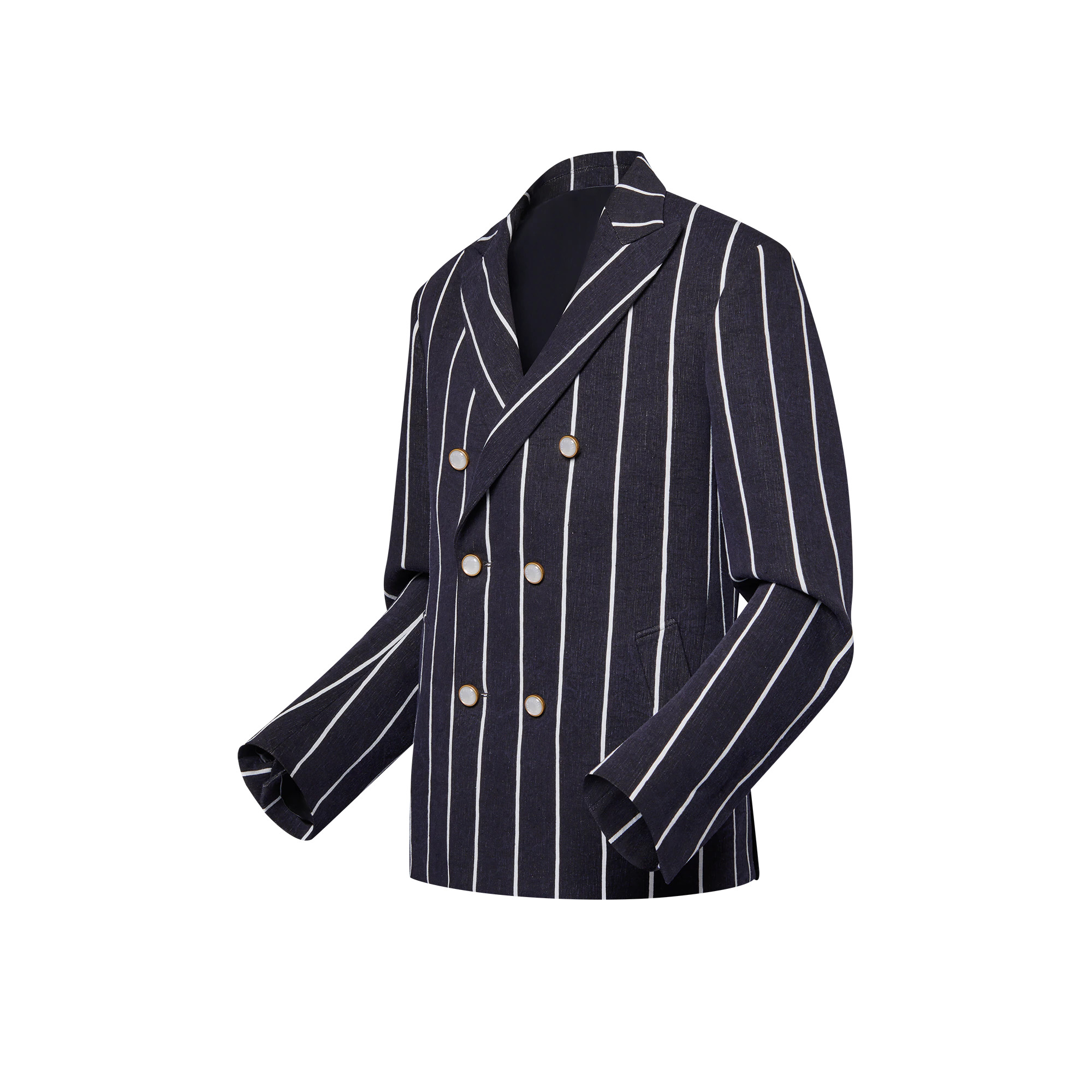 Double-Breasted Linen And Cotton Blend Tailored Jacket - 2