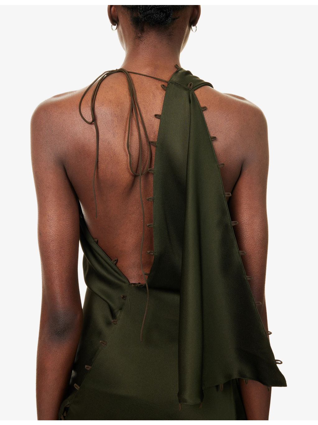 Rouleaux Draped Satin Maxi Dress - 6