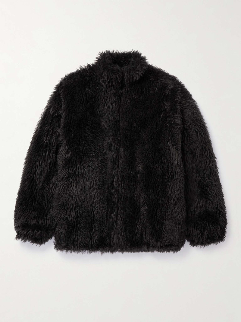 Oversized Faux Fur Bomber Jacket - 1