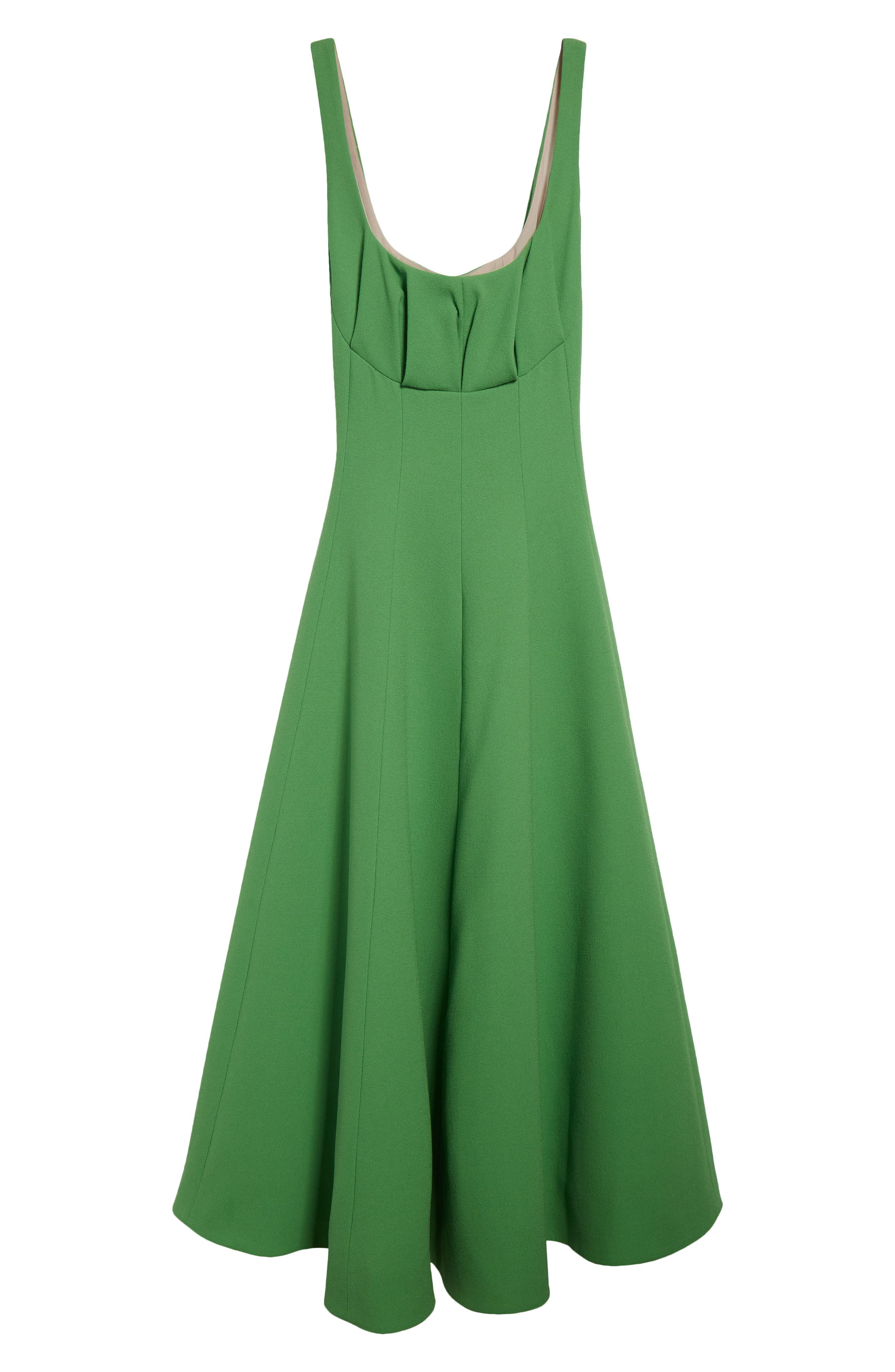 Emilia Wickstead Collins Gathered Wool Crepe A-Line Dress in Fresh Green at Nordstrom - 6