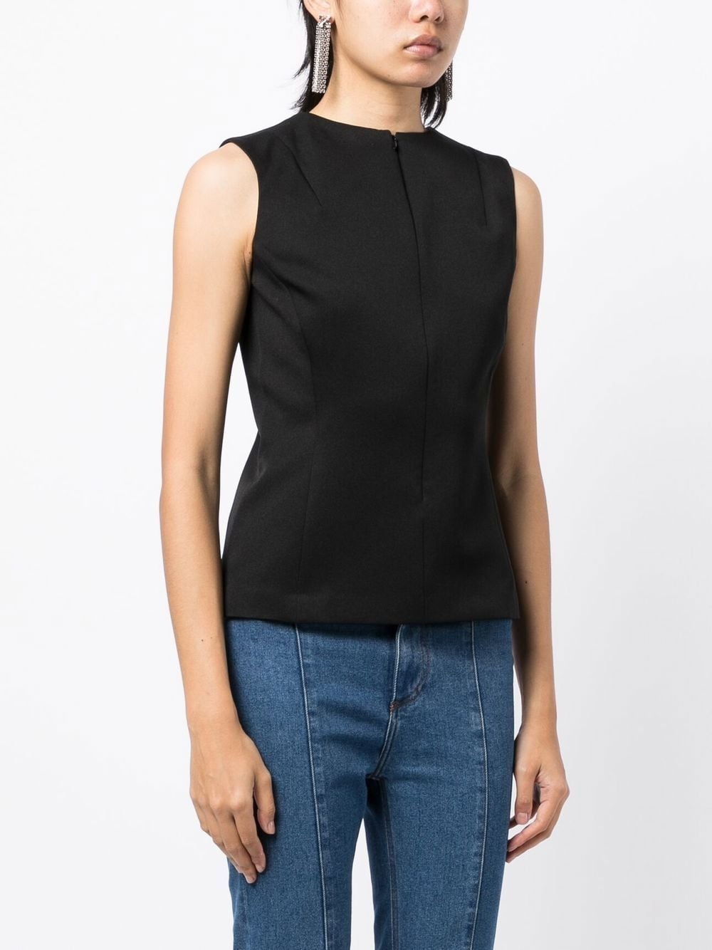 reverse detail sleeveless top - 3