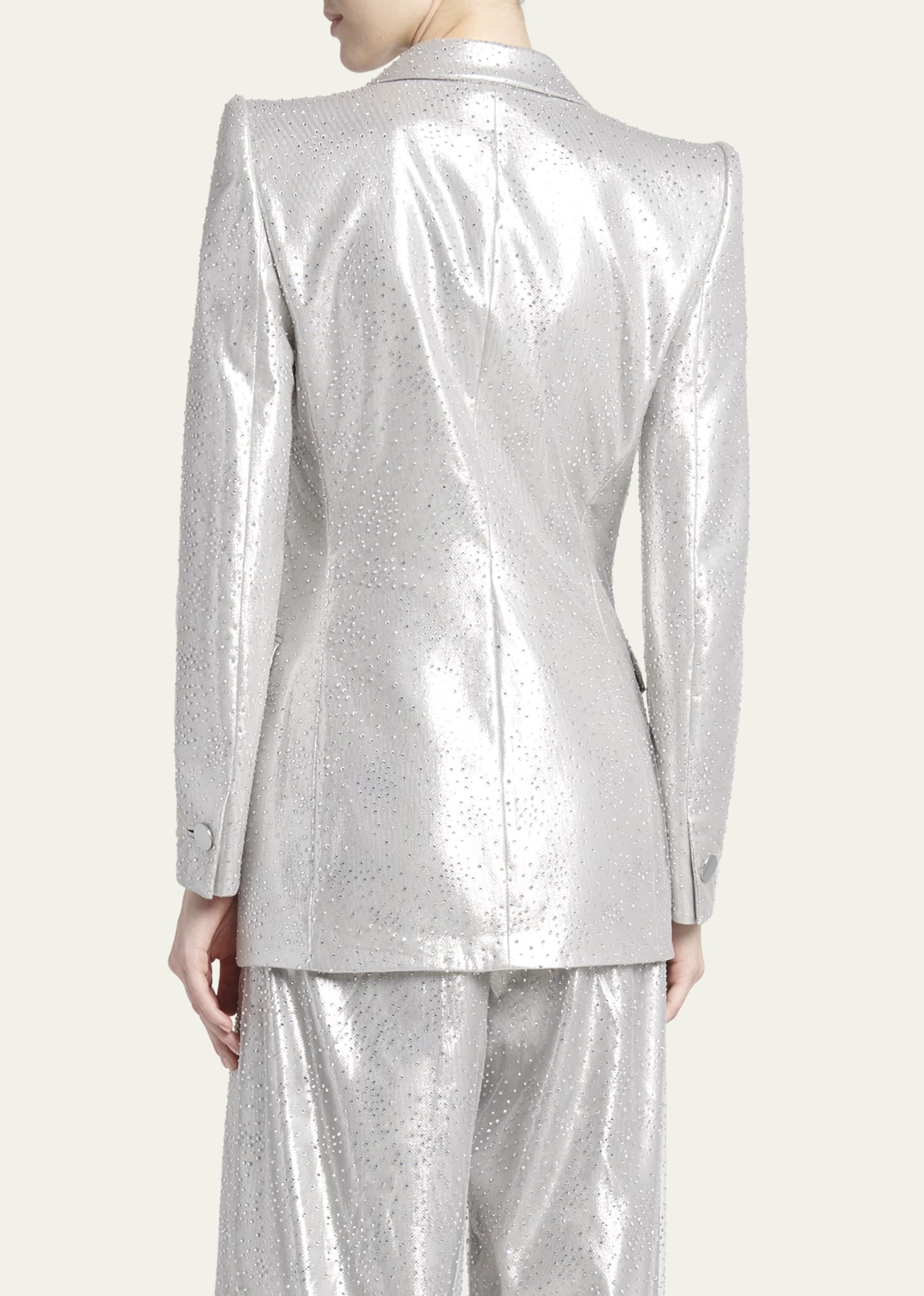 Crystal One-Button Silk Blazer - 3