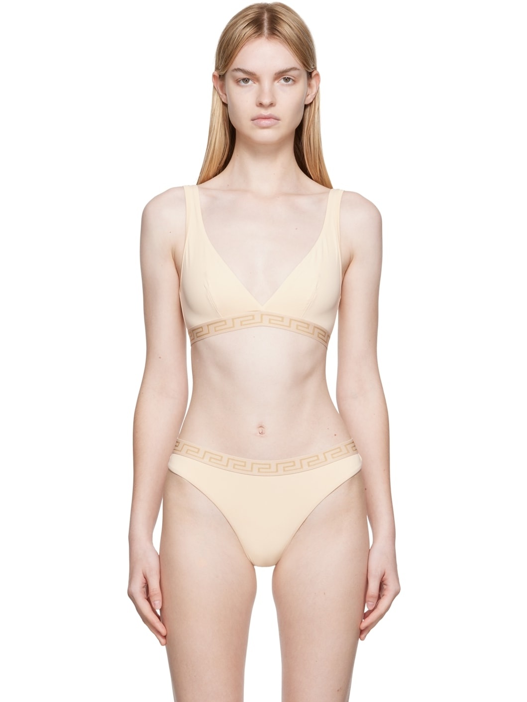 Beige Greca Border Bra - 1