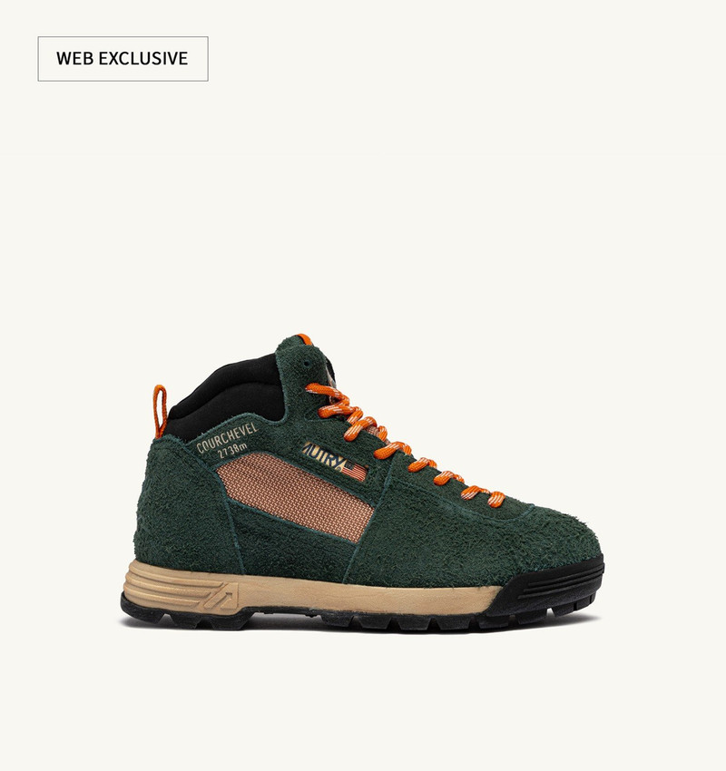MALGA COURCHEVEL IN PINE AND ORANGE OCHRE SUEDE 1