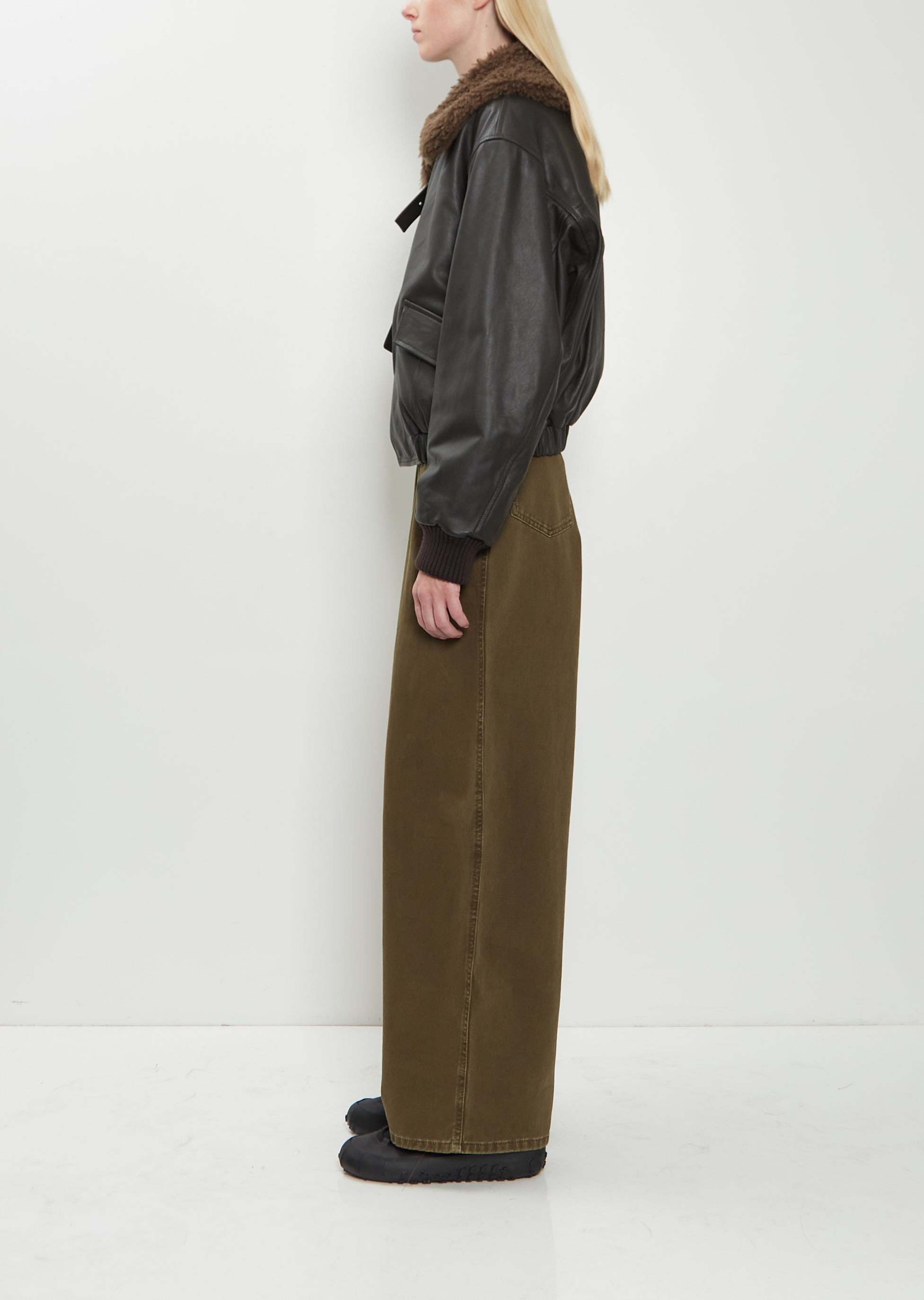 Shearling Collar Leather Blouson - 2