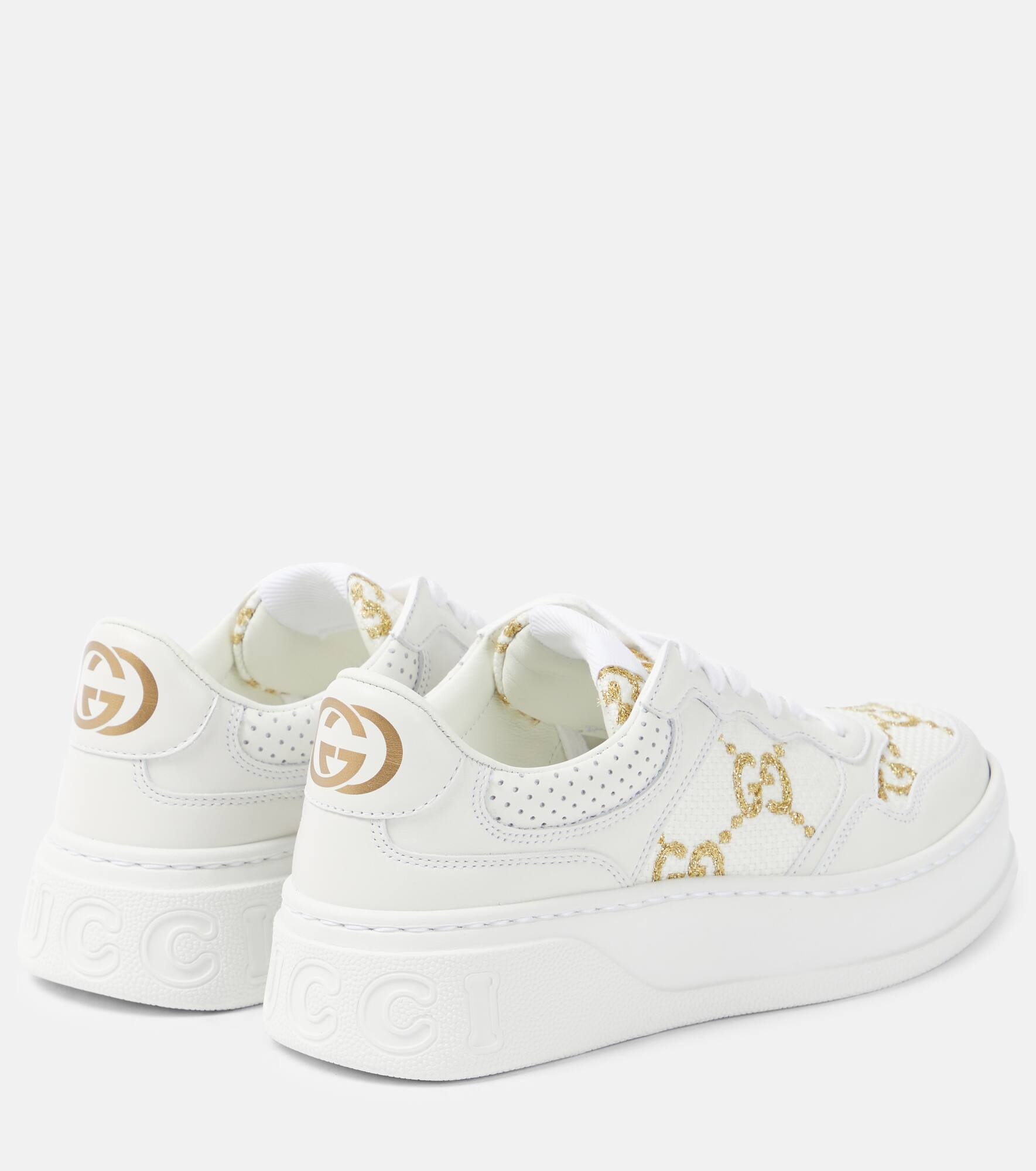 GG leather-trimmed sneakers - 3