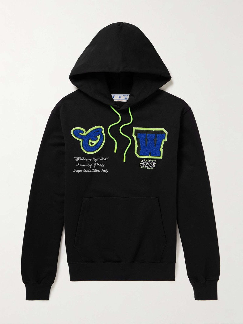 Embroidered Appliquéd Stretch-Cotton Jersey Hoodie - 1
