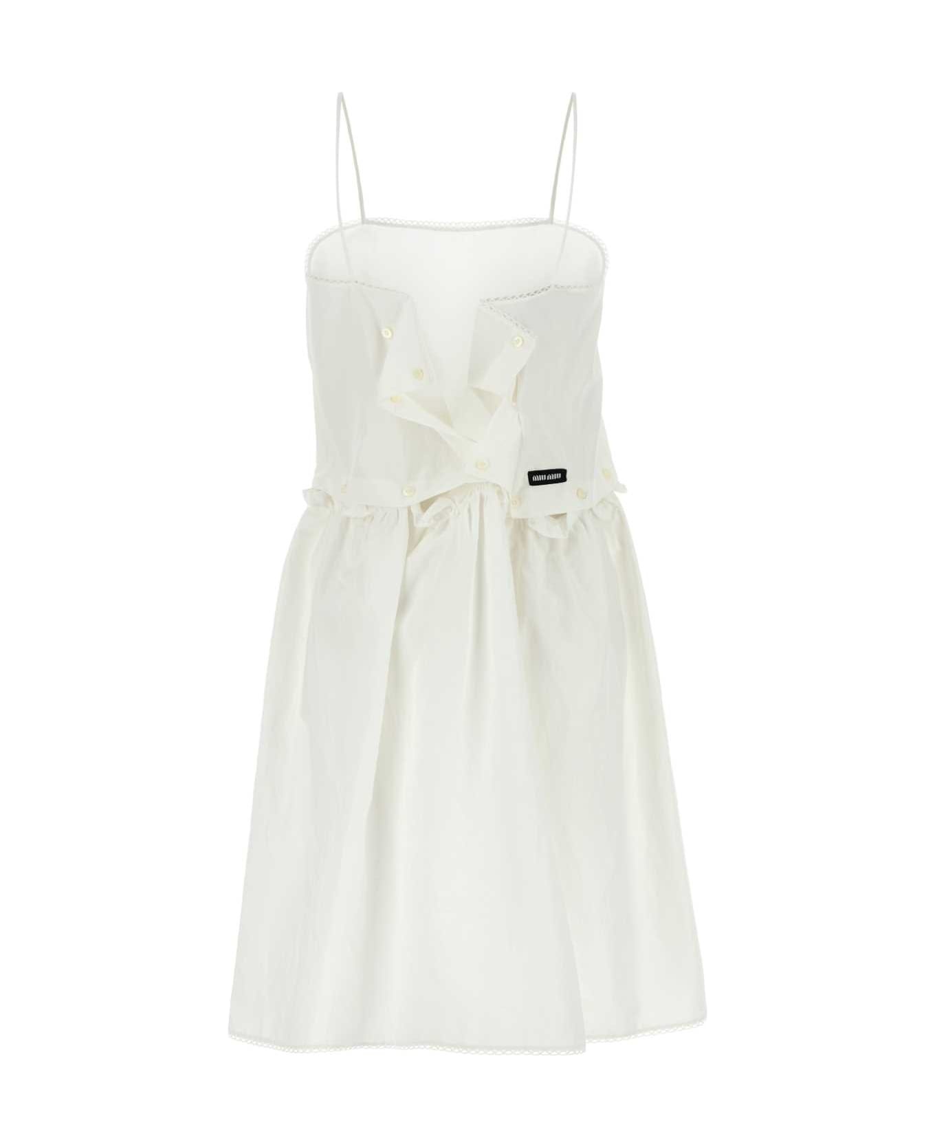 White Poplin Mini Dress - 2