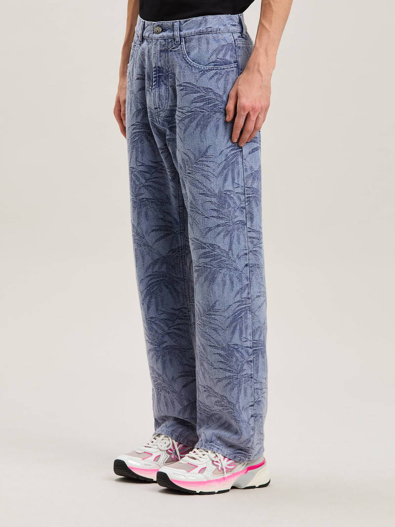 Palm jacqured denim pants 4